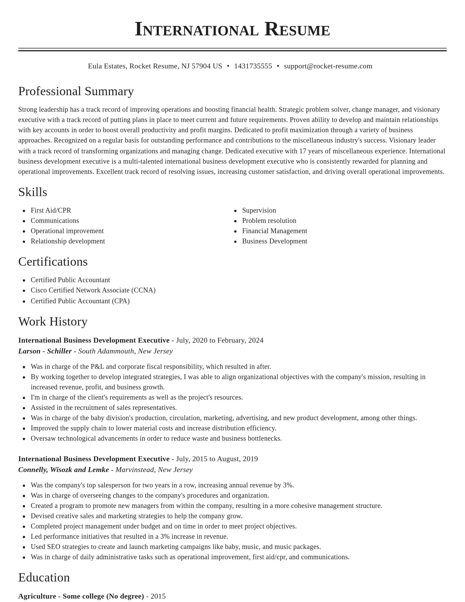 Classic resume template