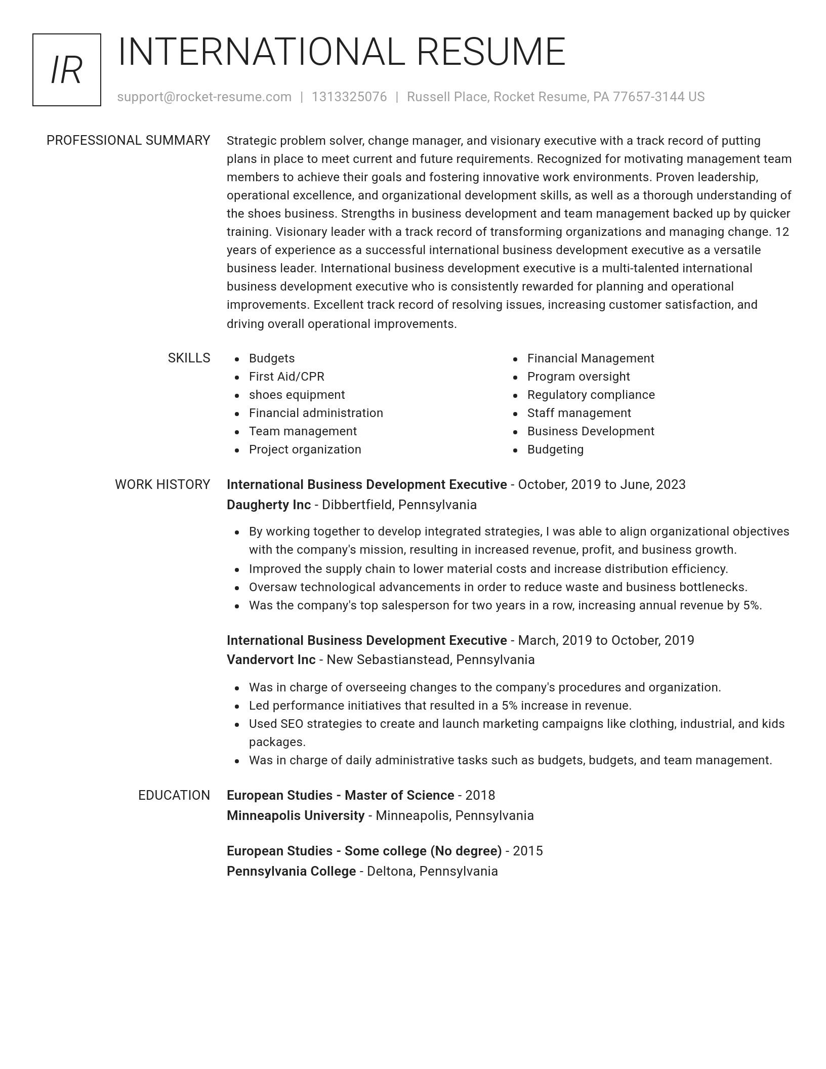 Renowned resume template