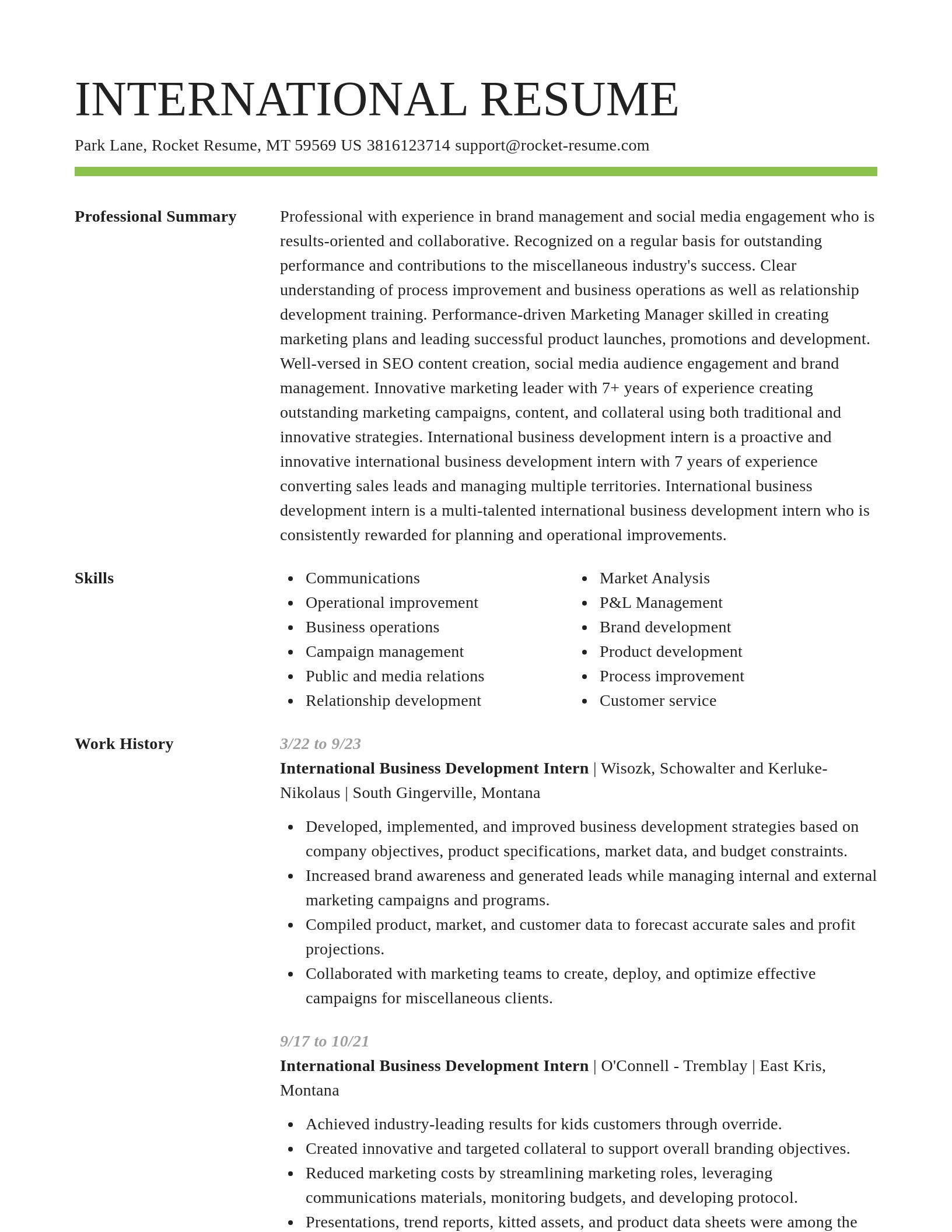 Smart resume template