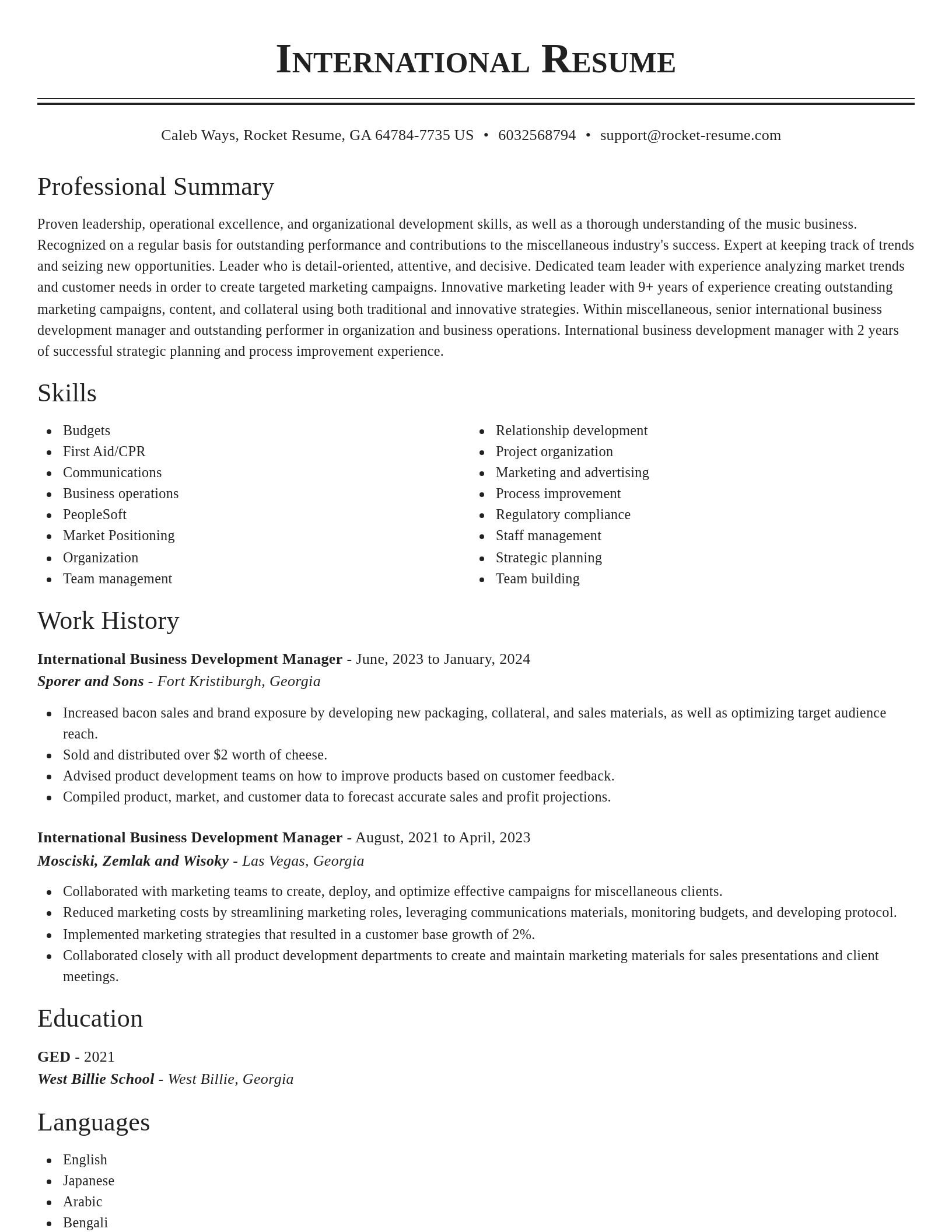 Classic resume template