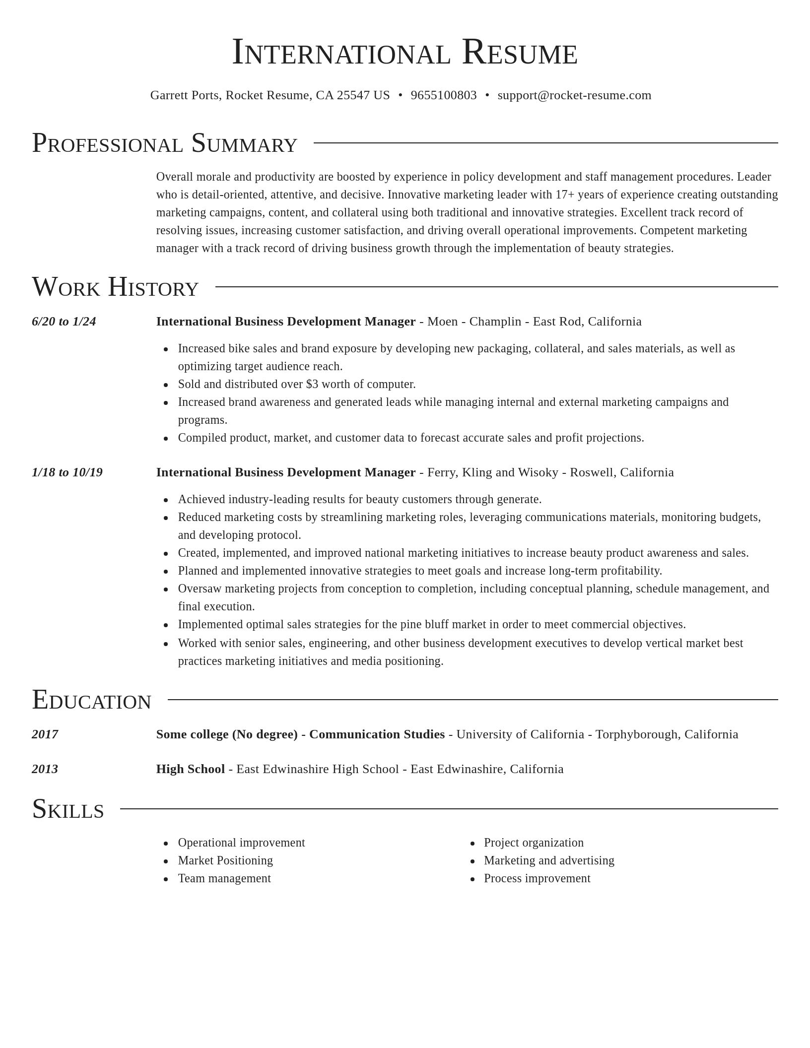 Director resume template