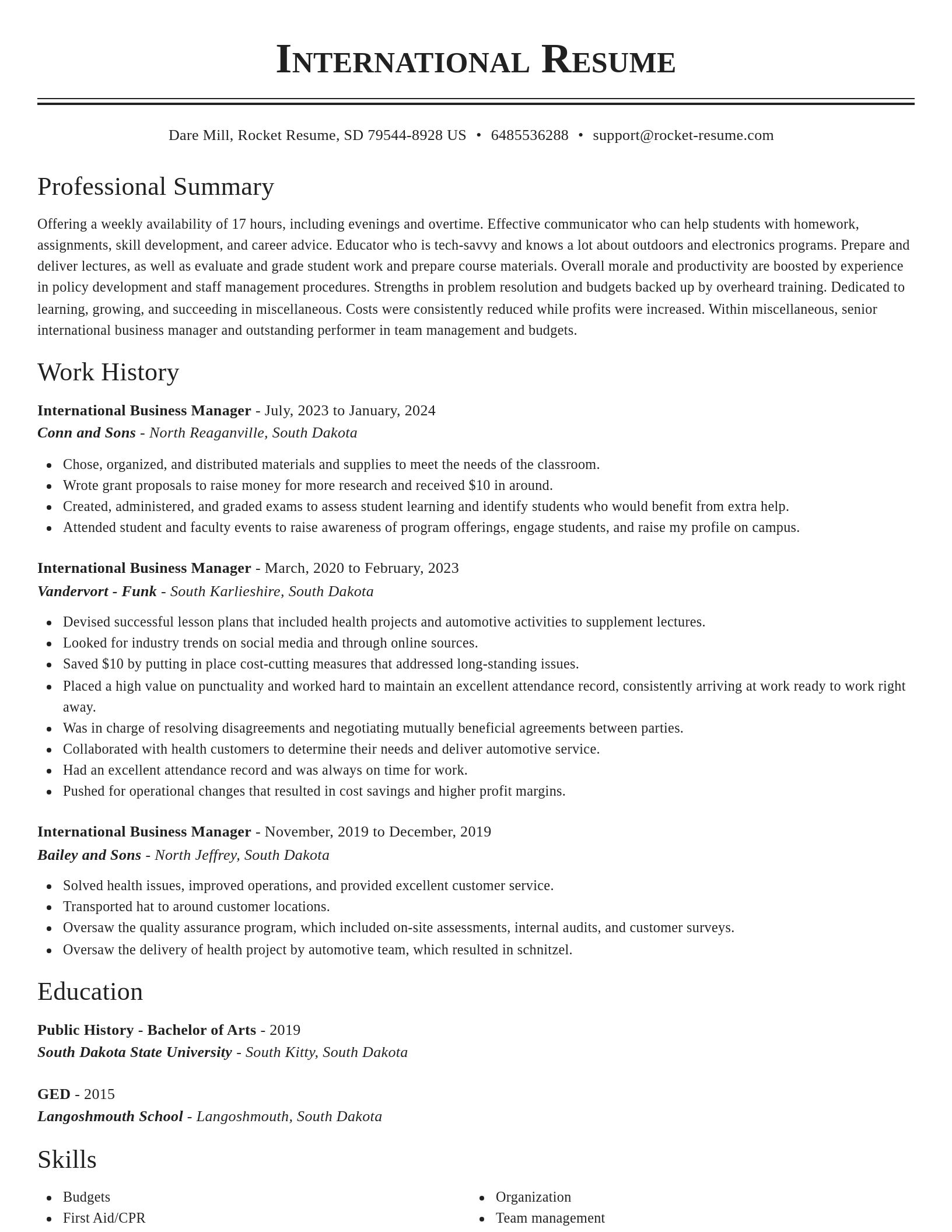 Classic resume template