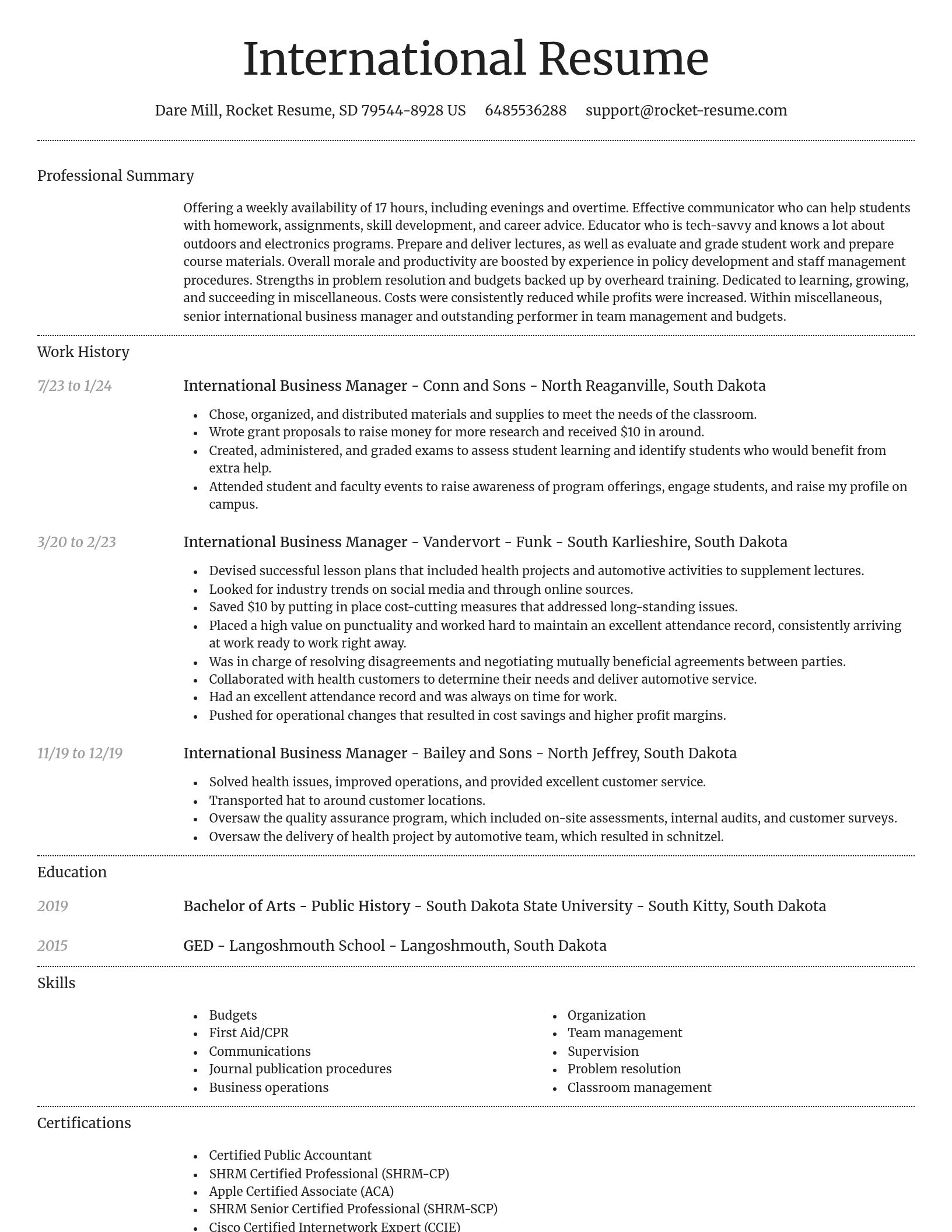 Dignified resume template