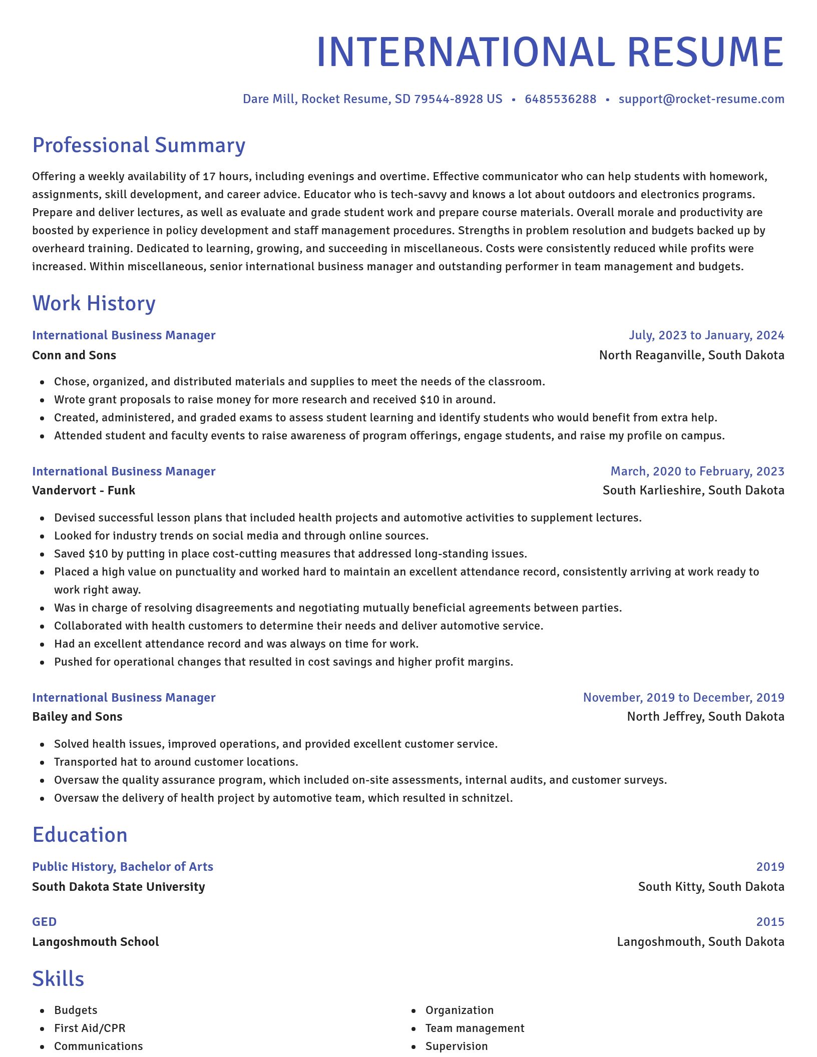 Novel resume template