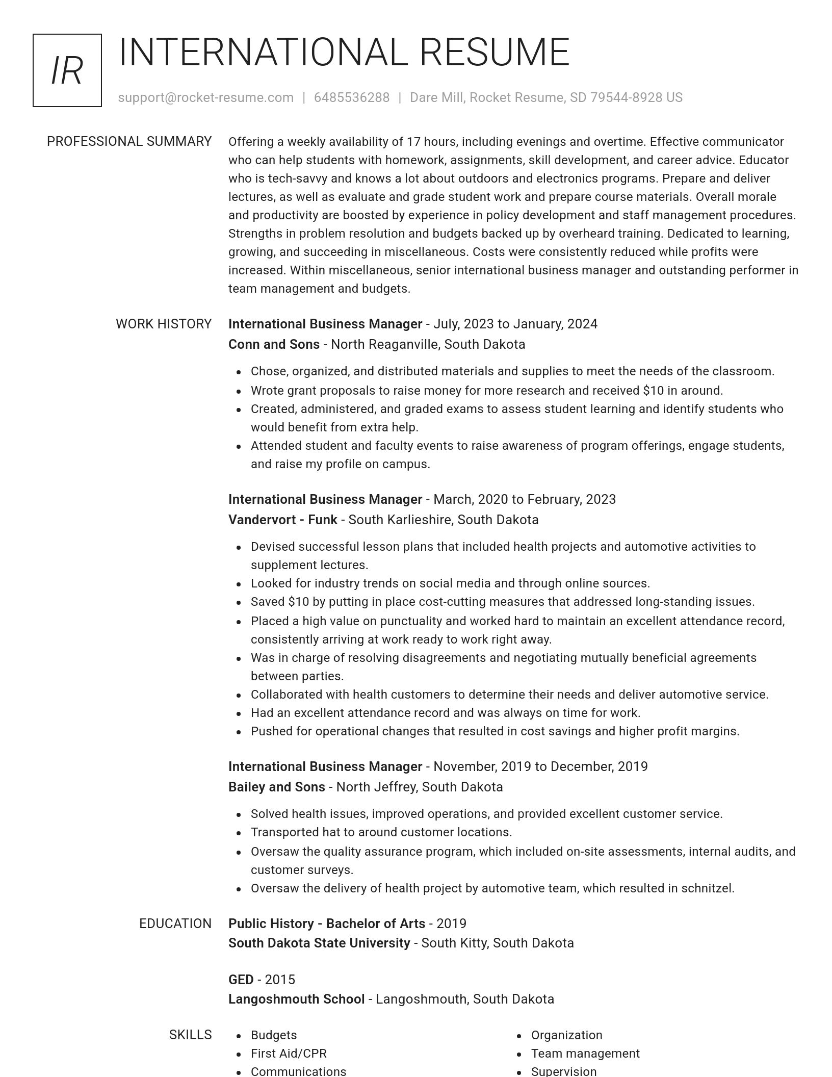 Renowned resume template