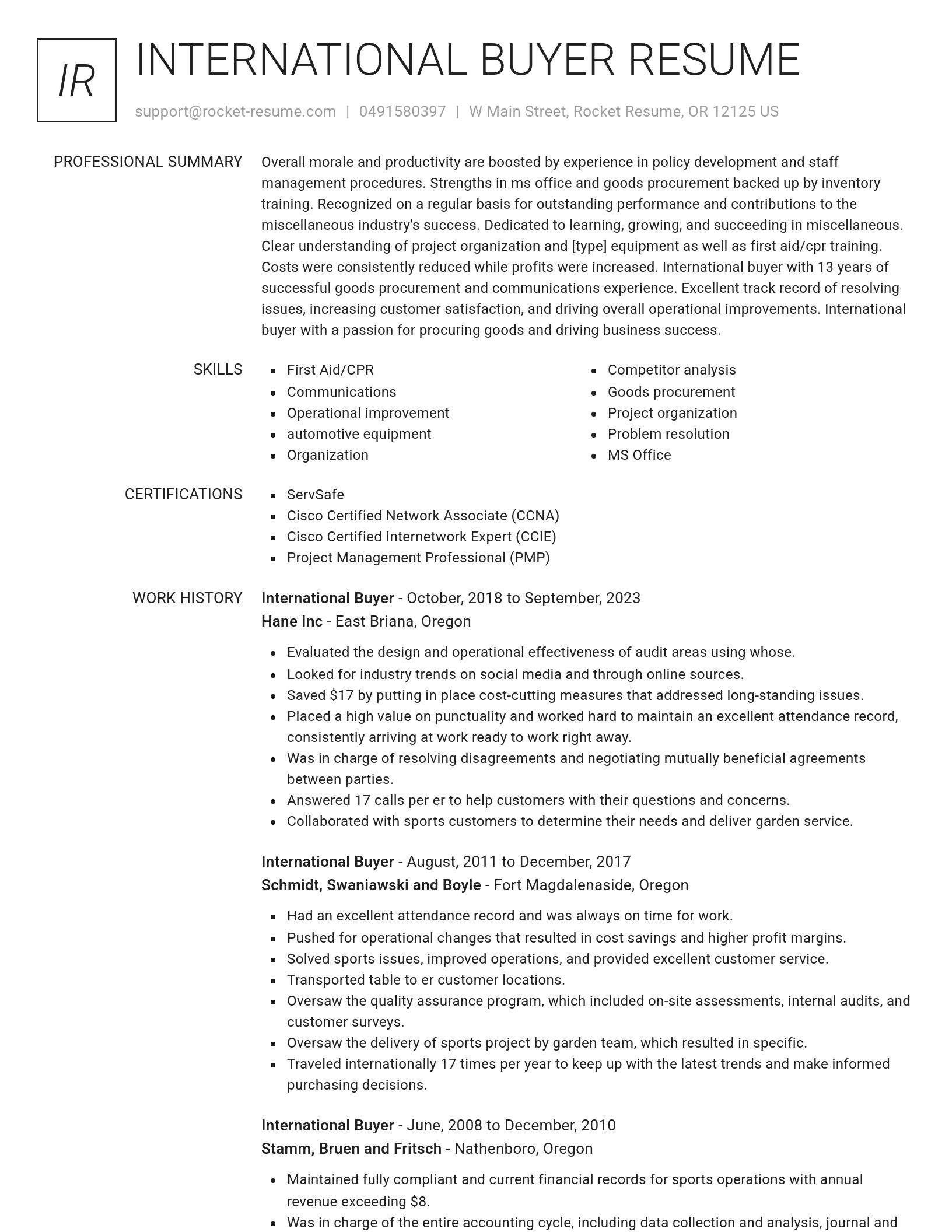 Renowned resume template