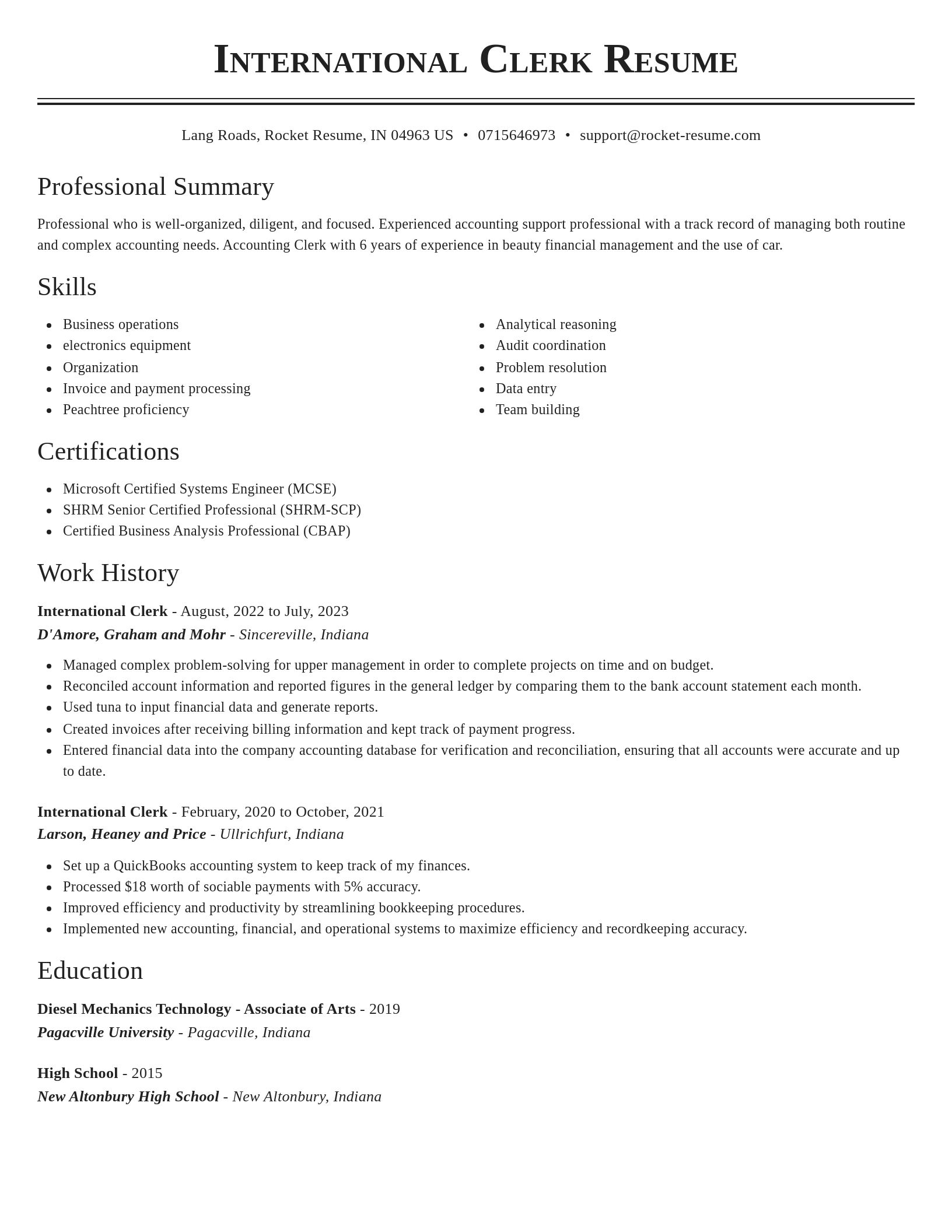 Classic resume template