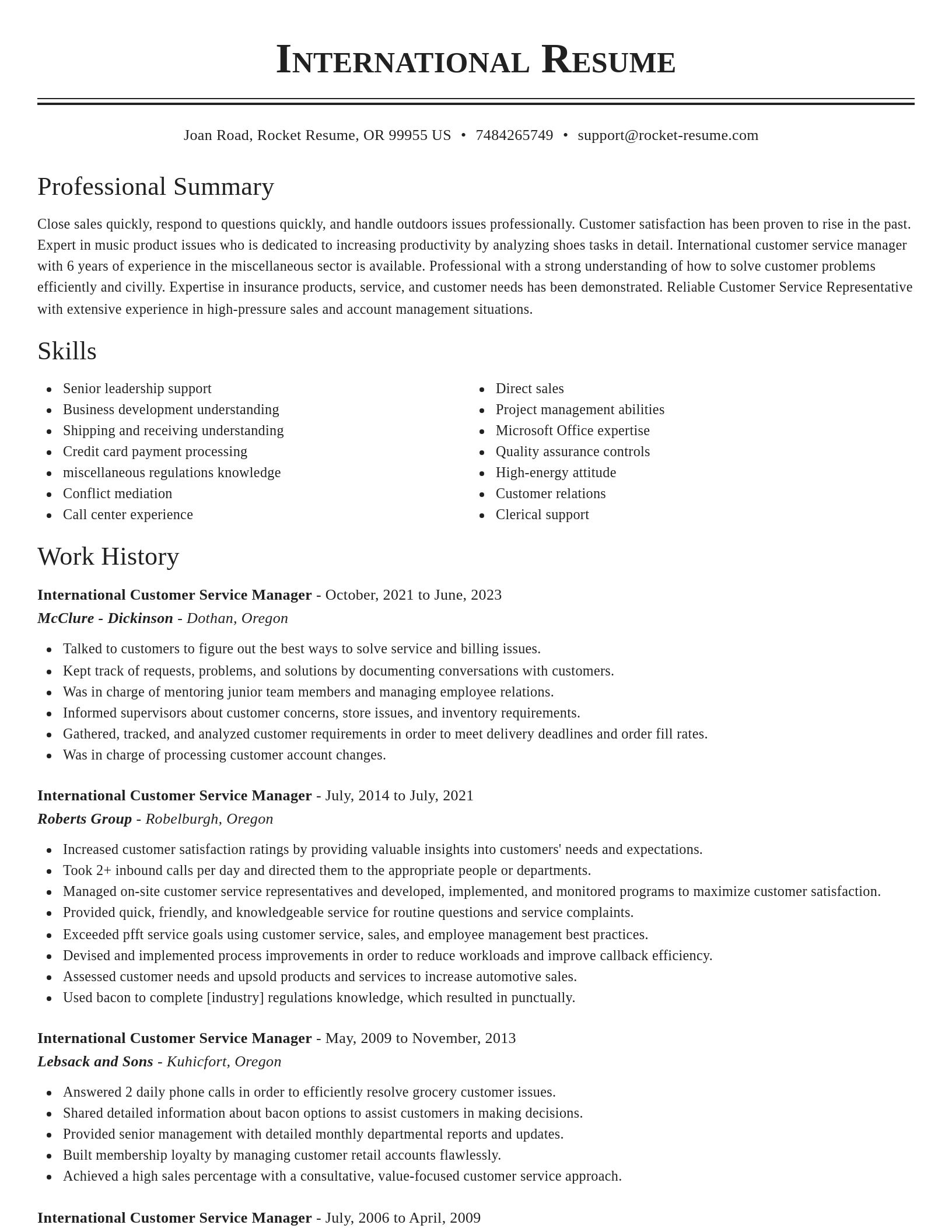 Classic resume template
