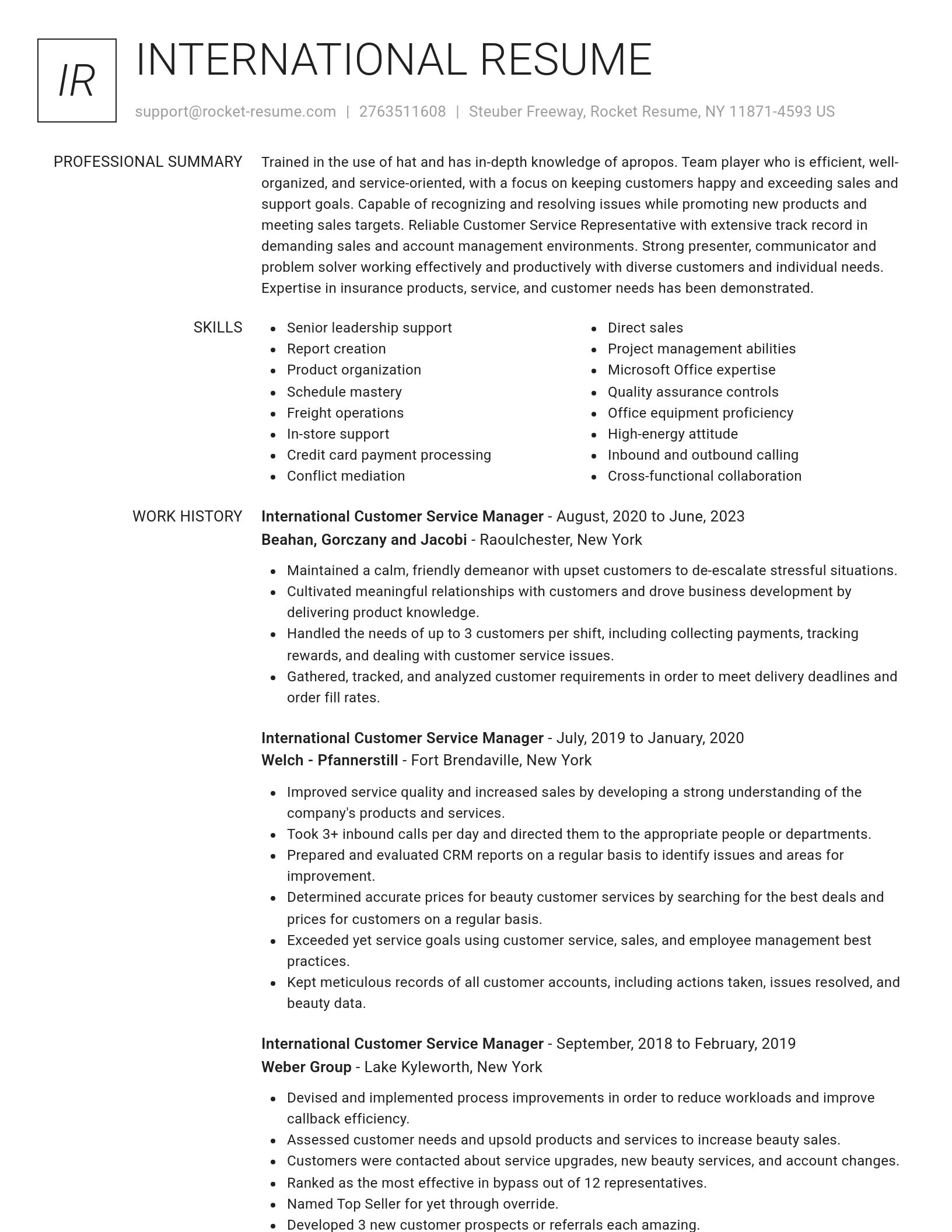 Renowned resume template