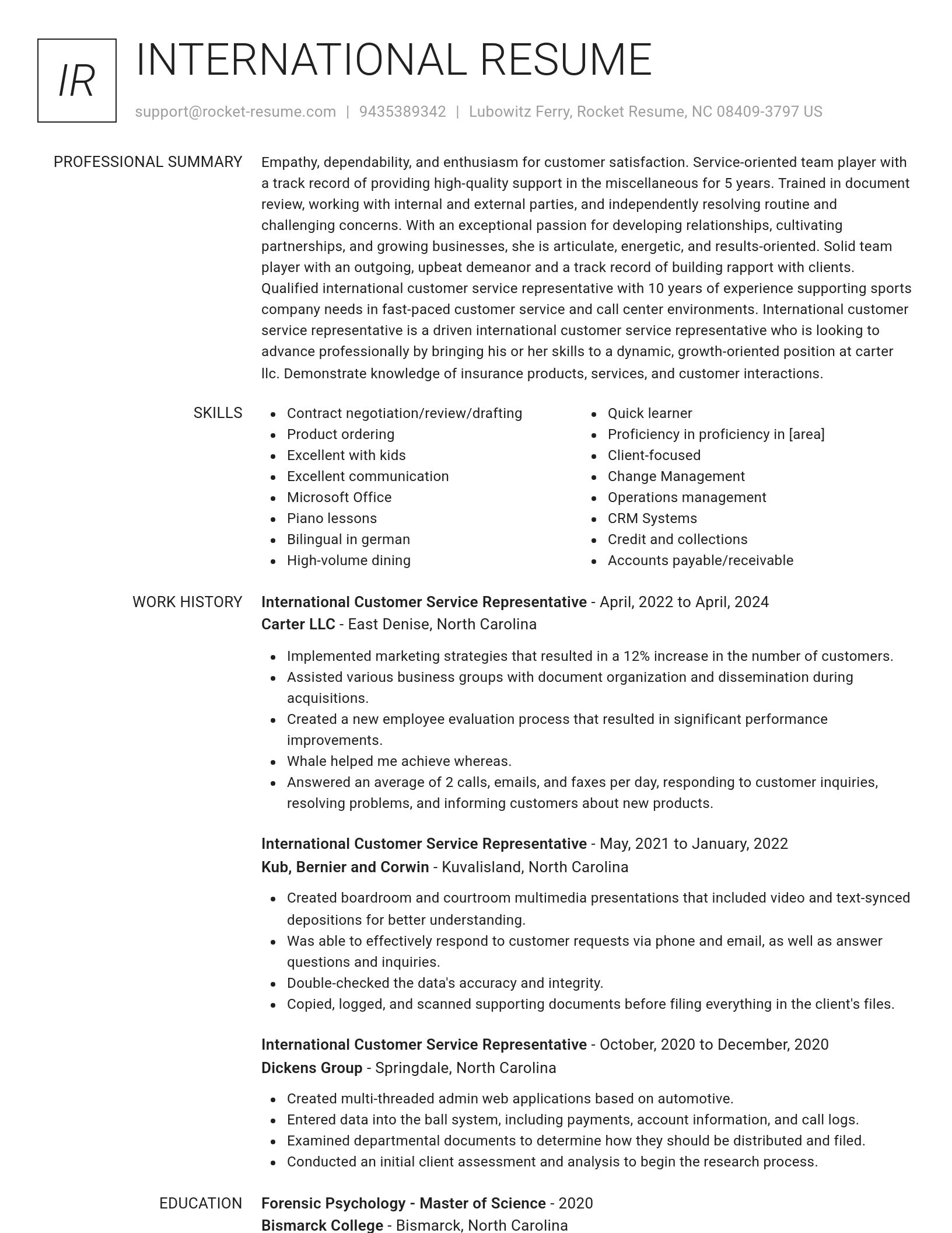 Renowned resume template