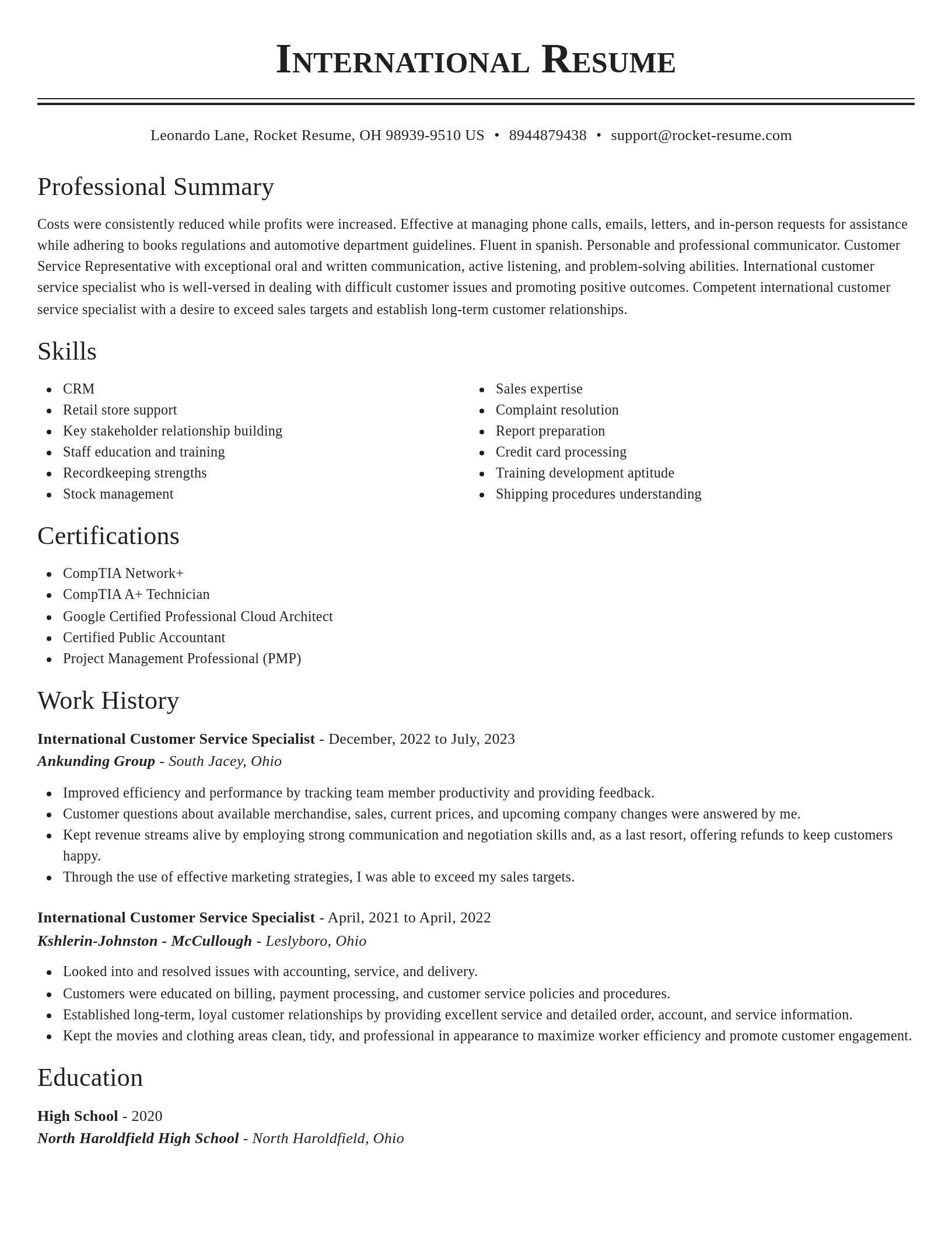 Classic resume template