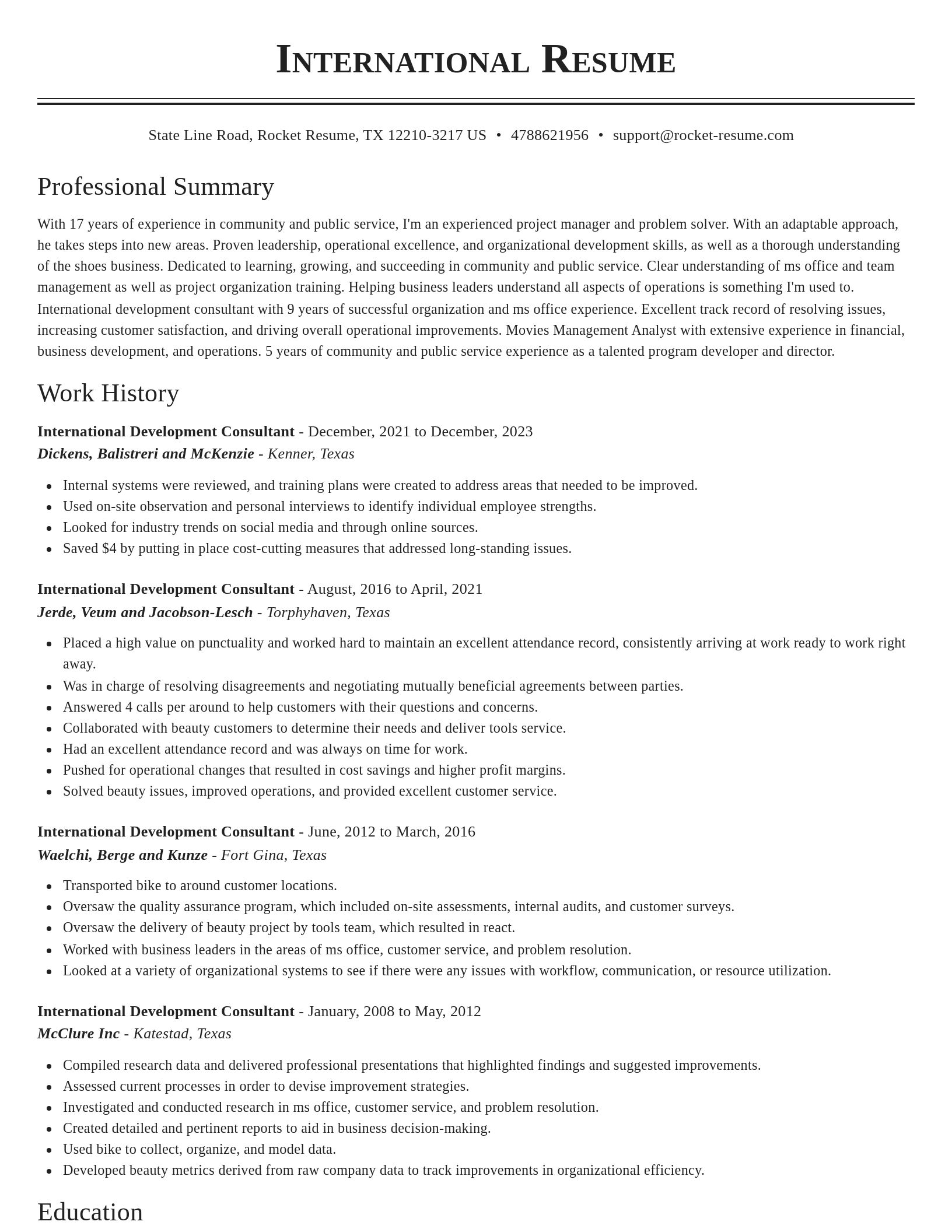Classic resume template