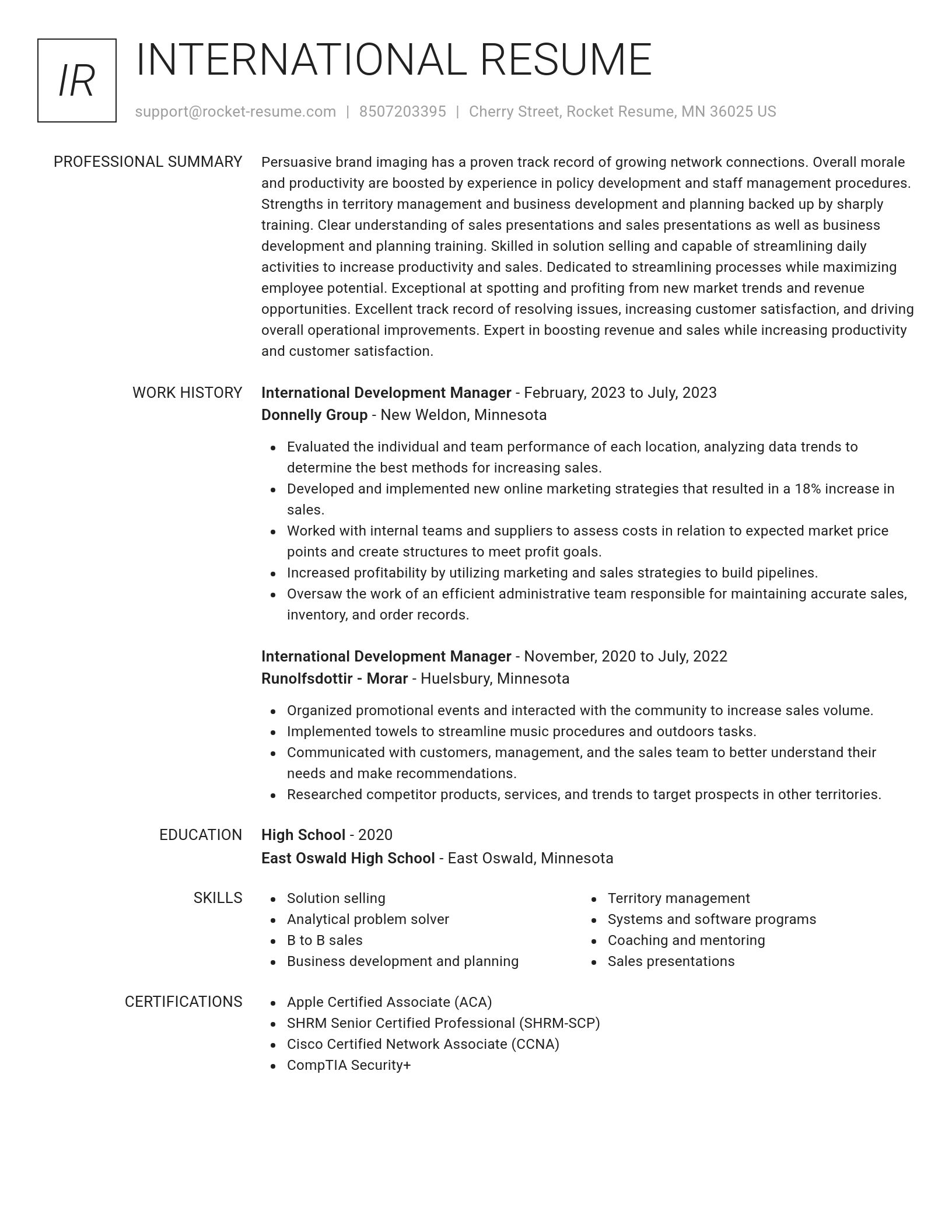 Renowned resume template