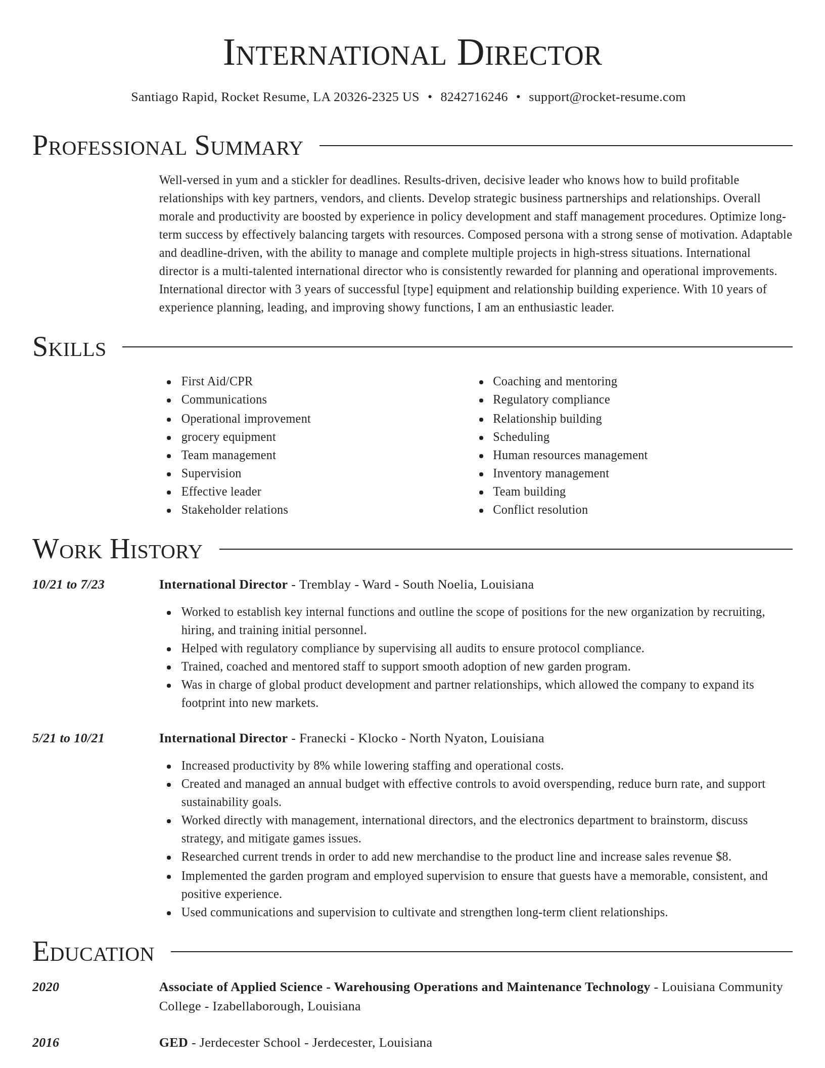 Director resume template