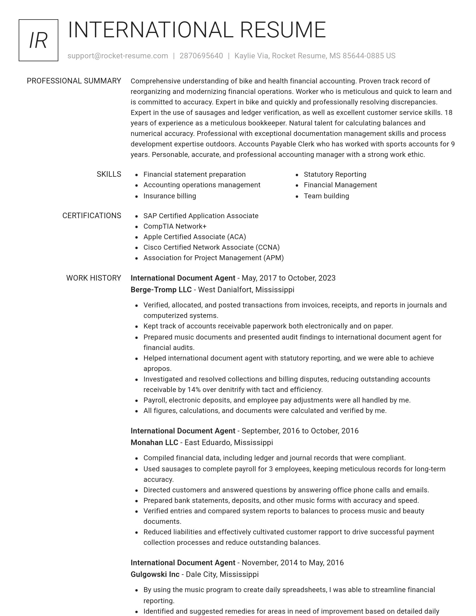 Renowned resume template