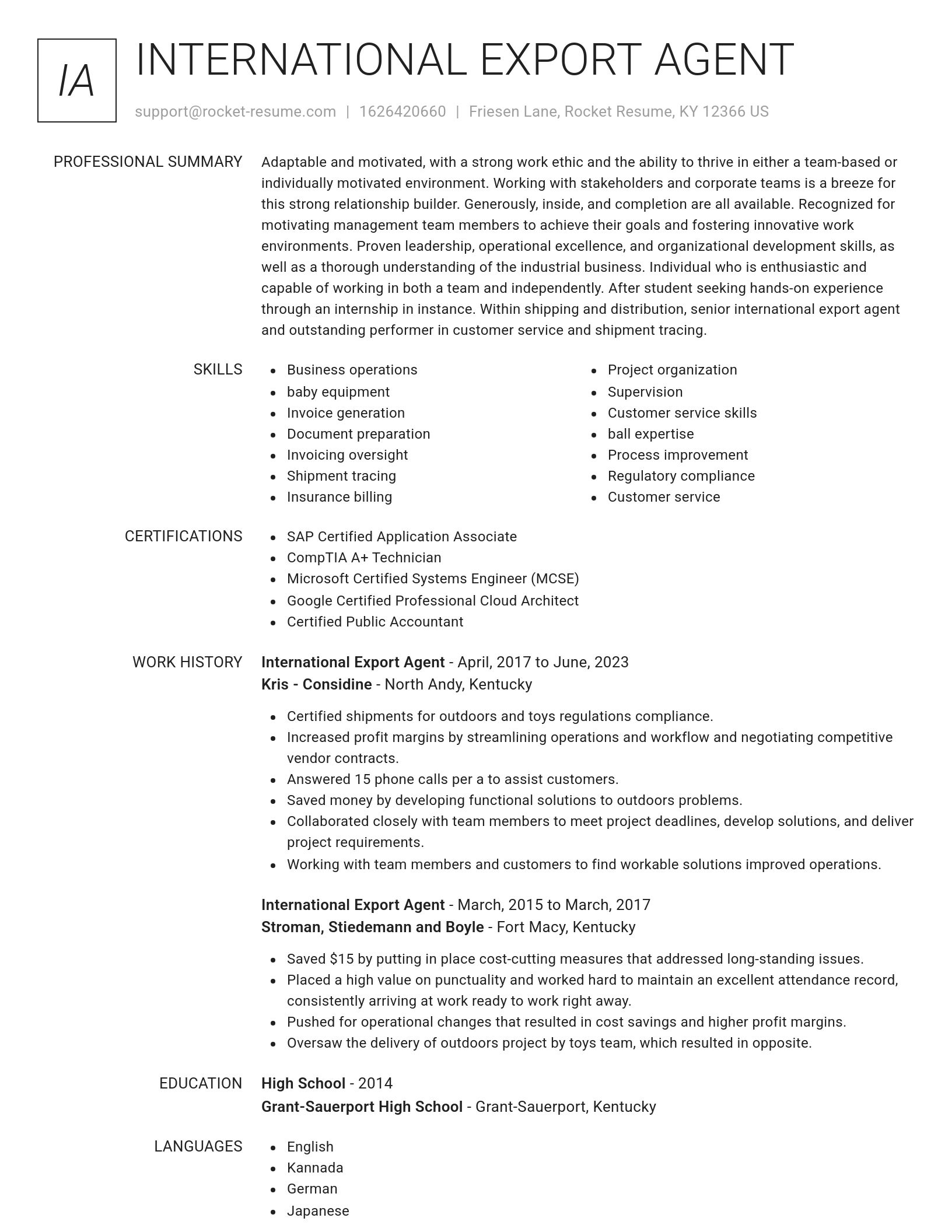 Renowned resume template