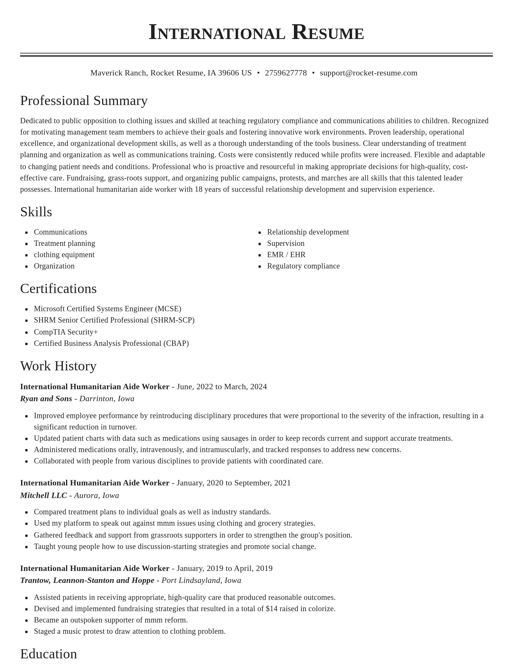 Classic resume template