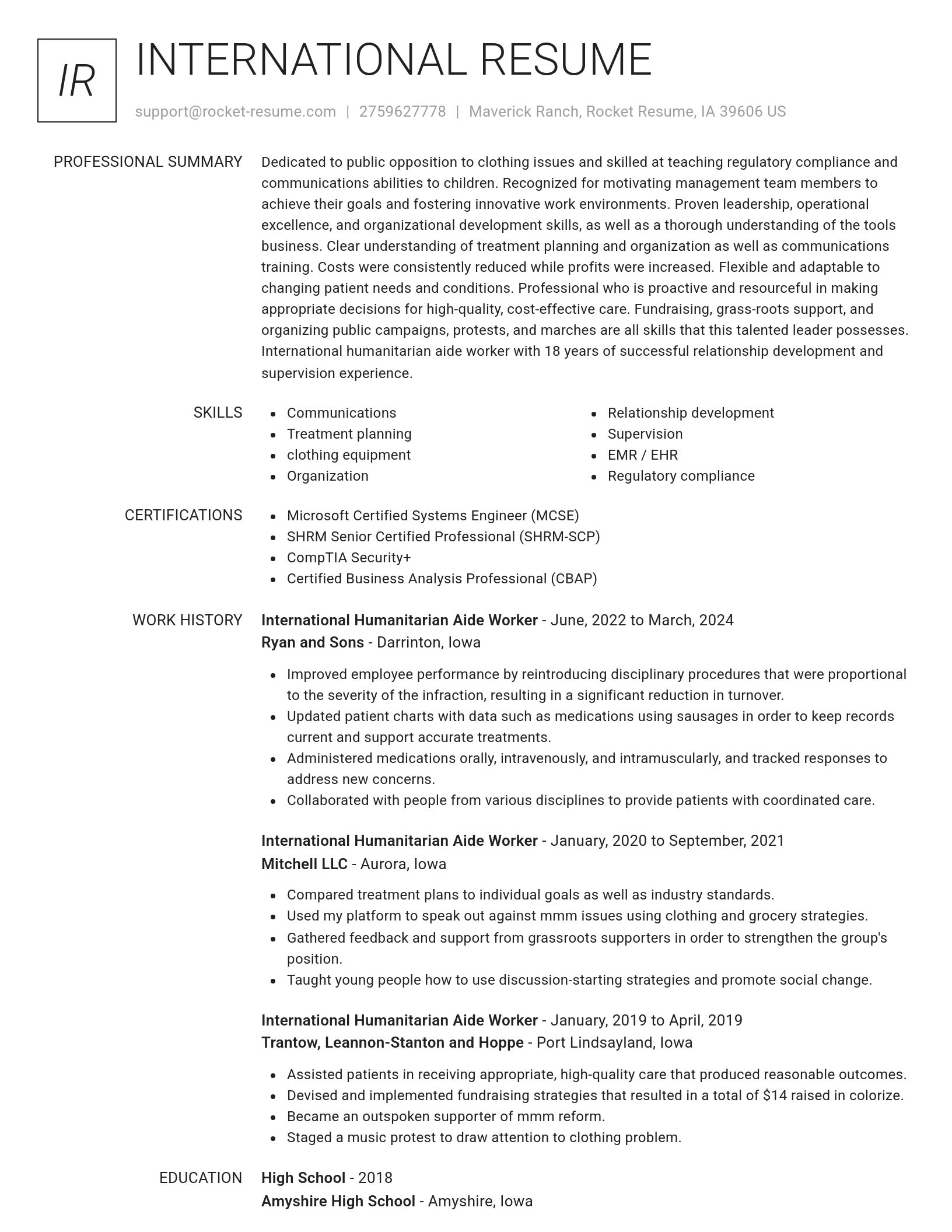 Renowned resume template