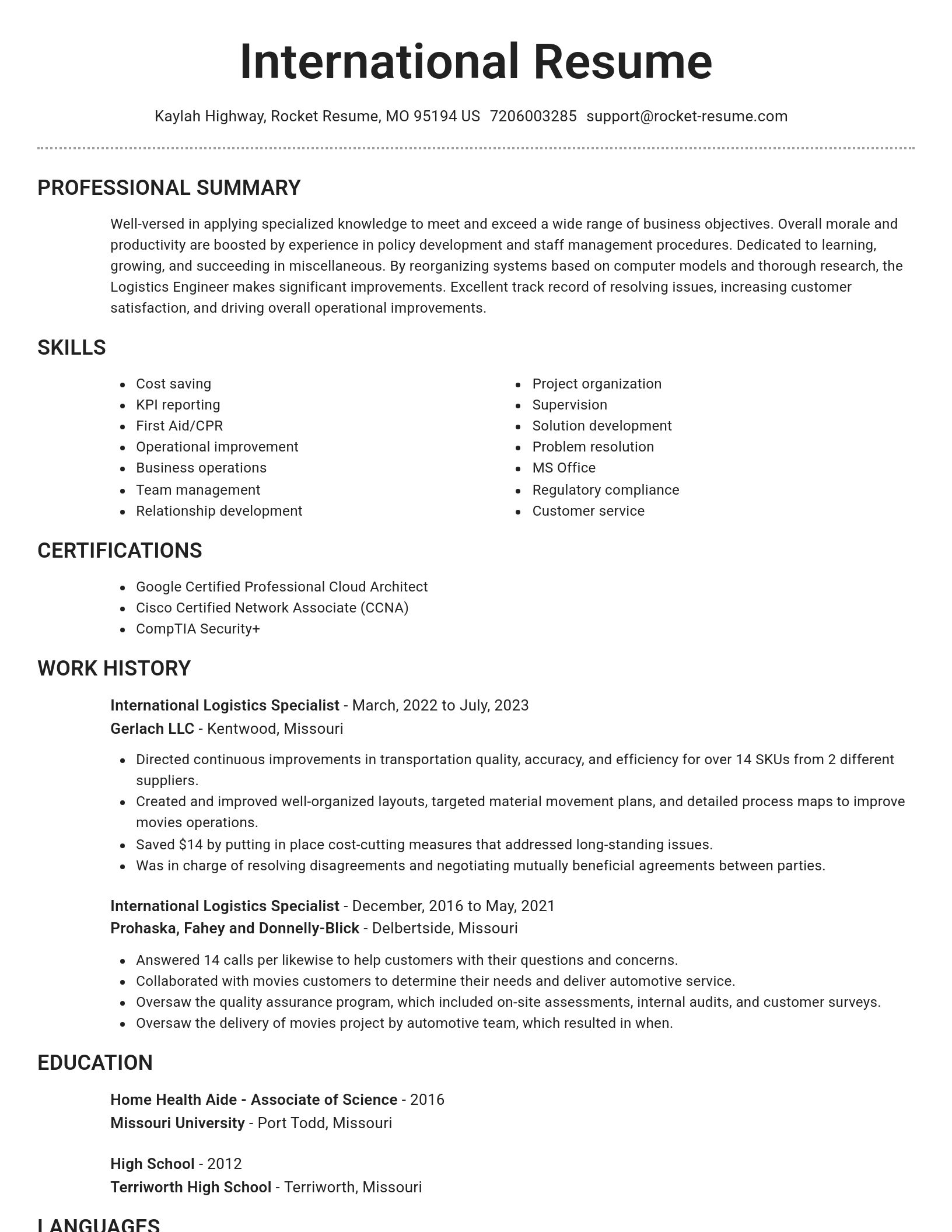 Brilliant resume template