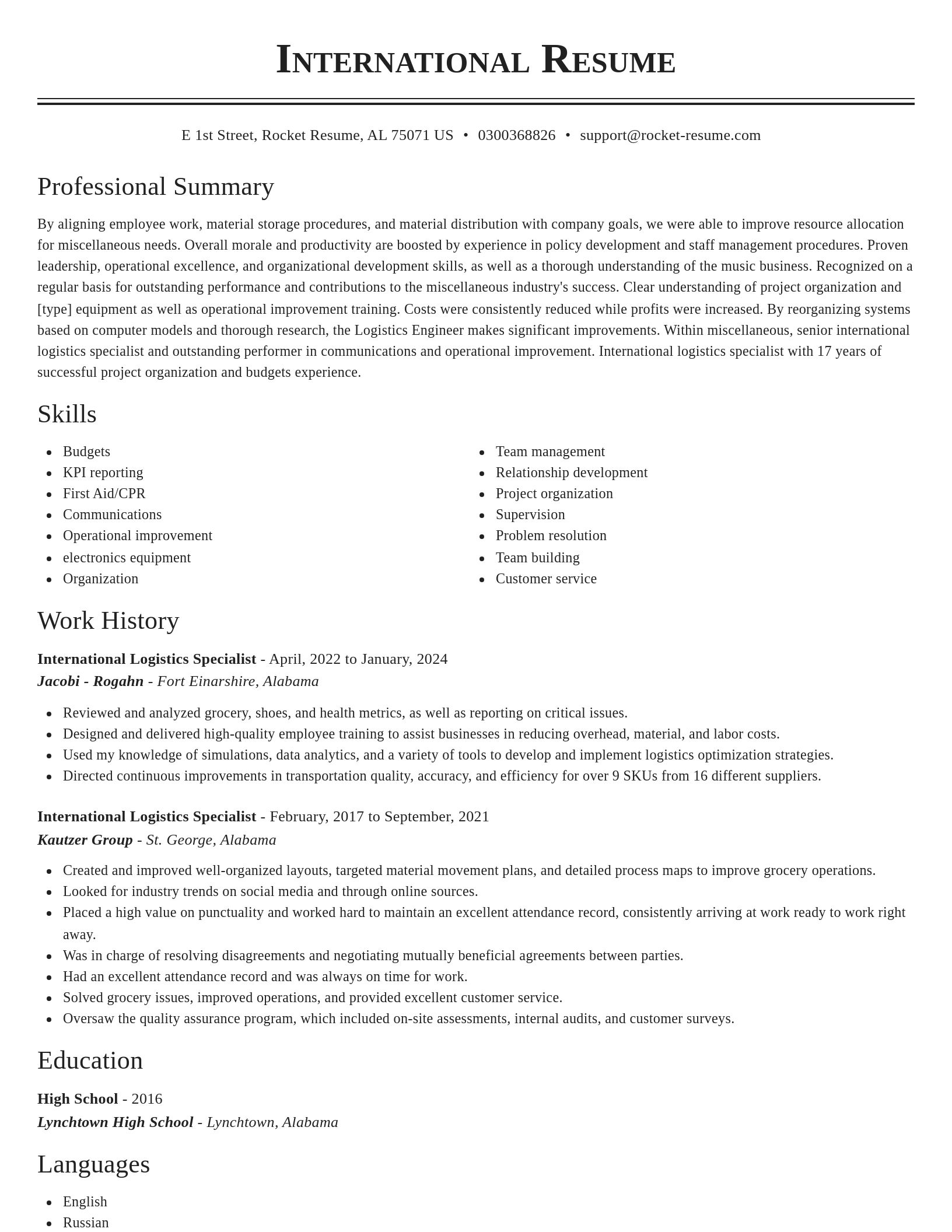 Classic resume template