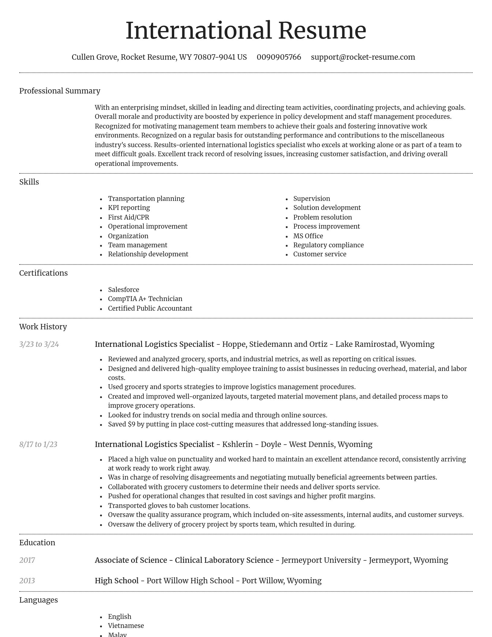 Dignified resume template