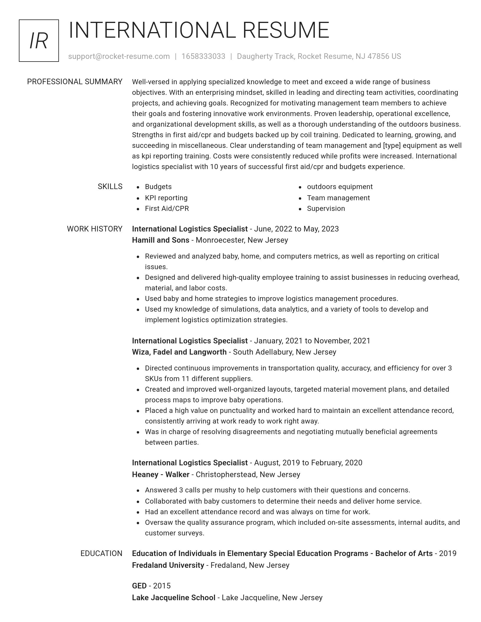 Renowned resume template
