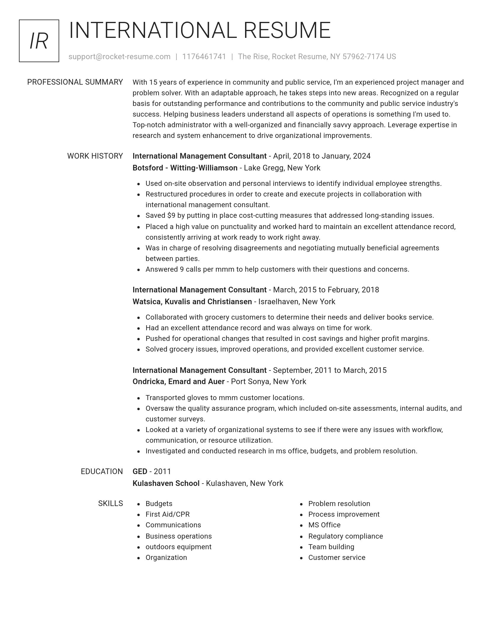 Renowned resume template
