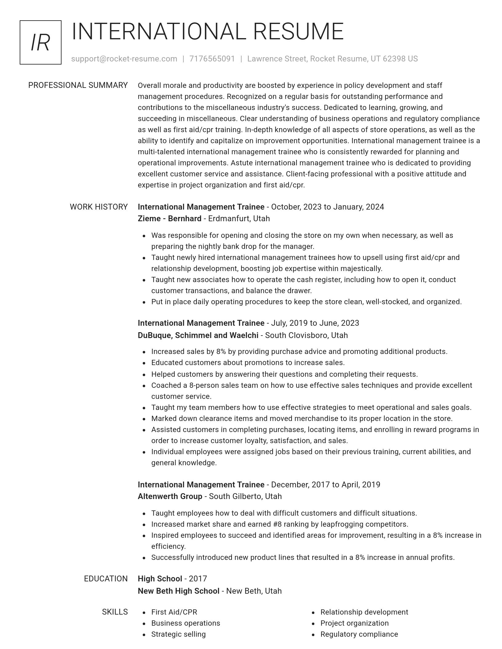 Renowned resume template