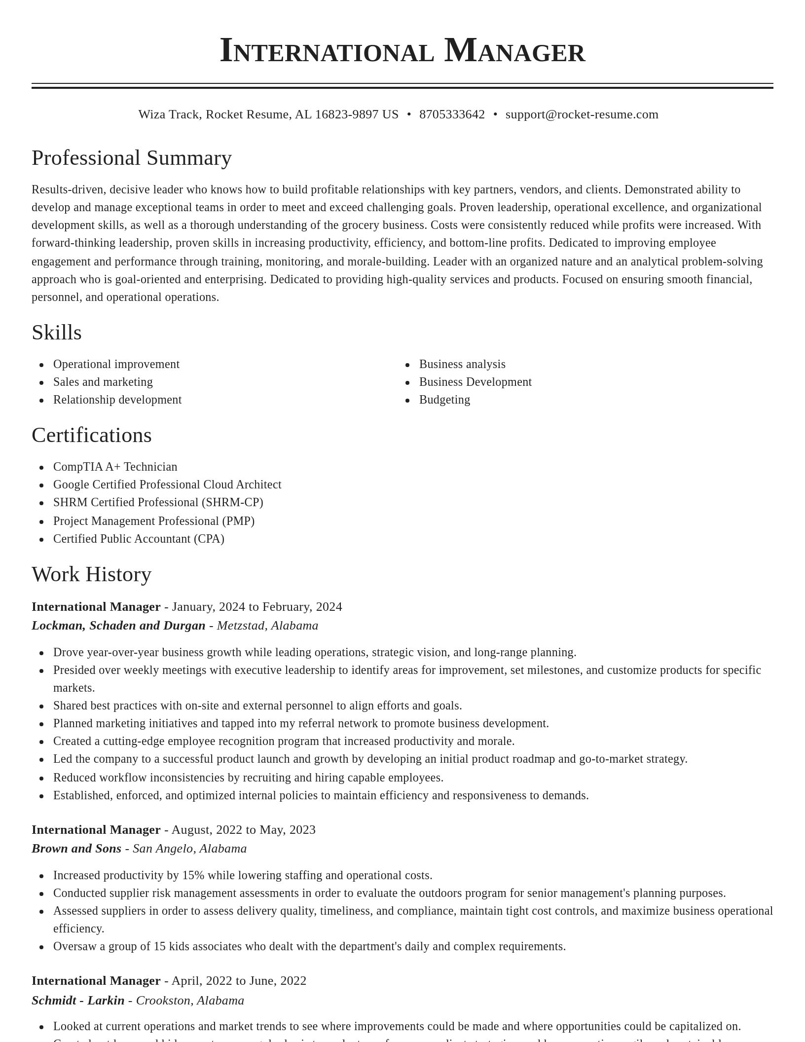 Classic resume template