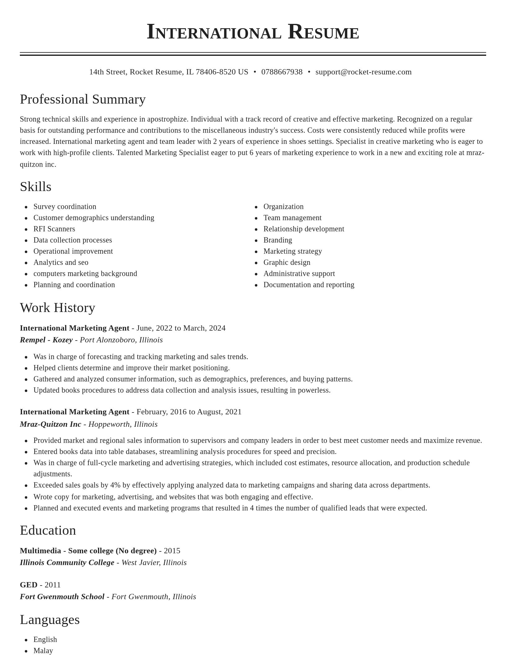 Classic resume template