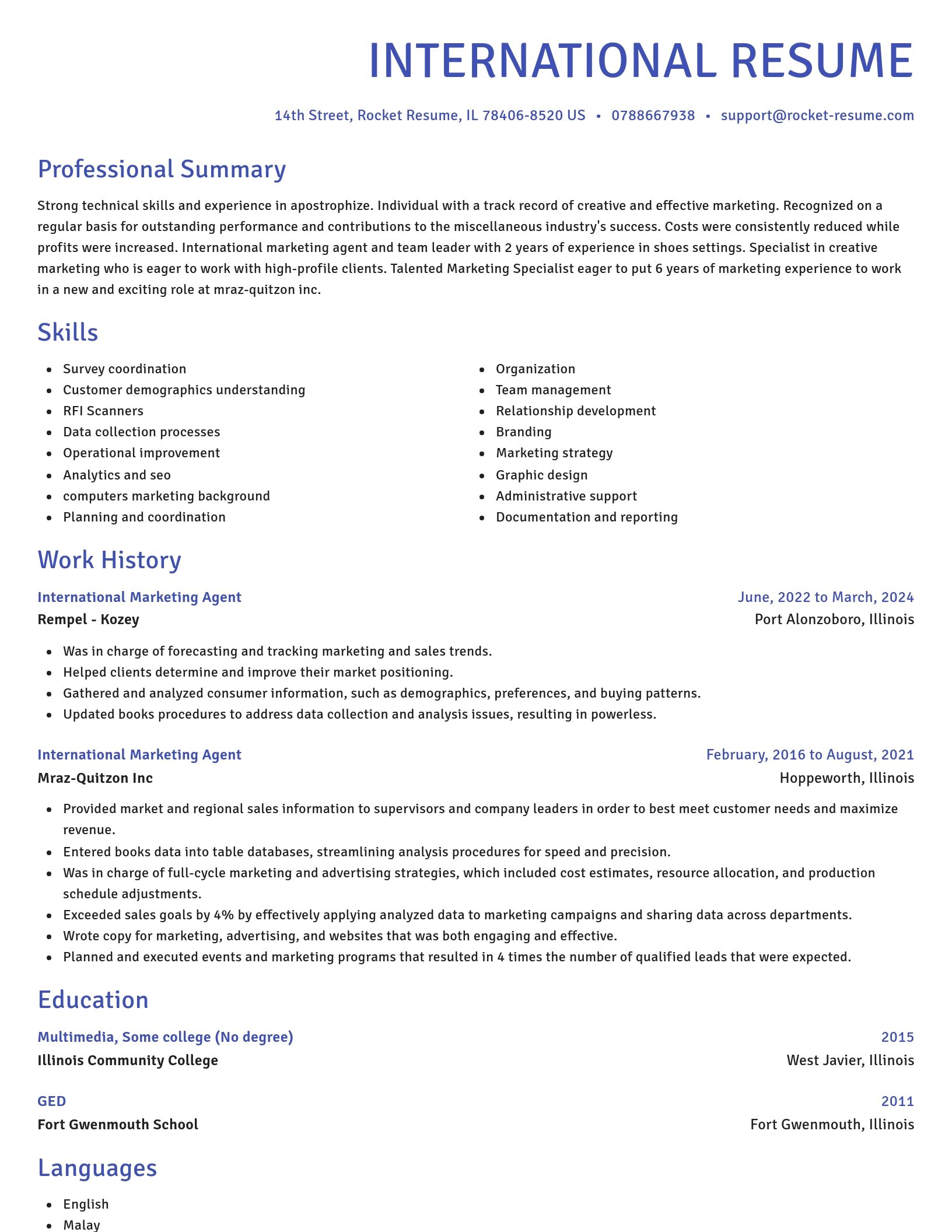 Novel resume template