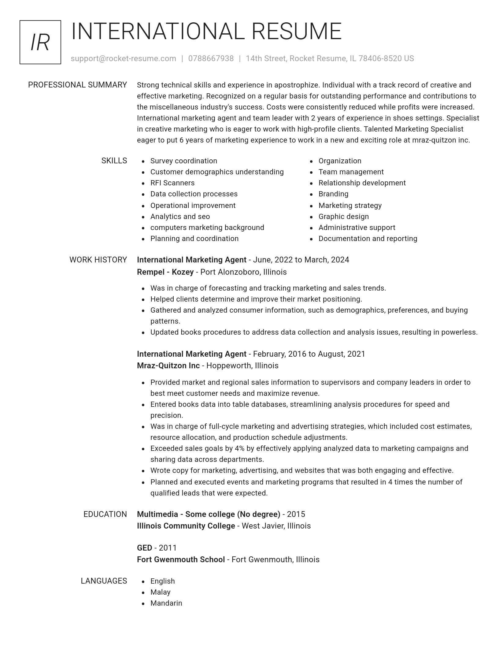 Renowned resume template