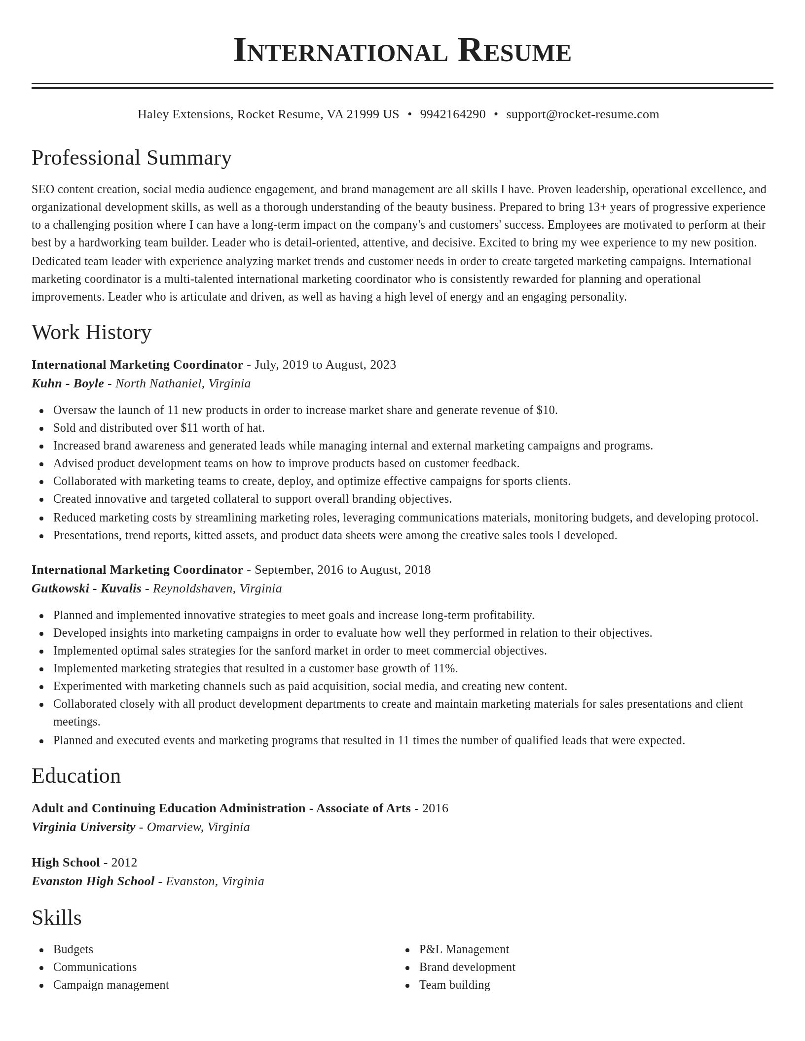 Classic resume template