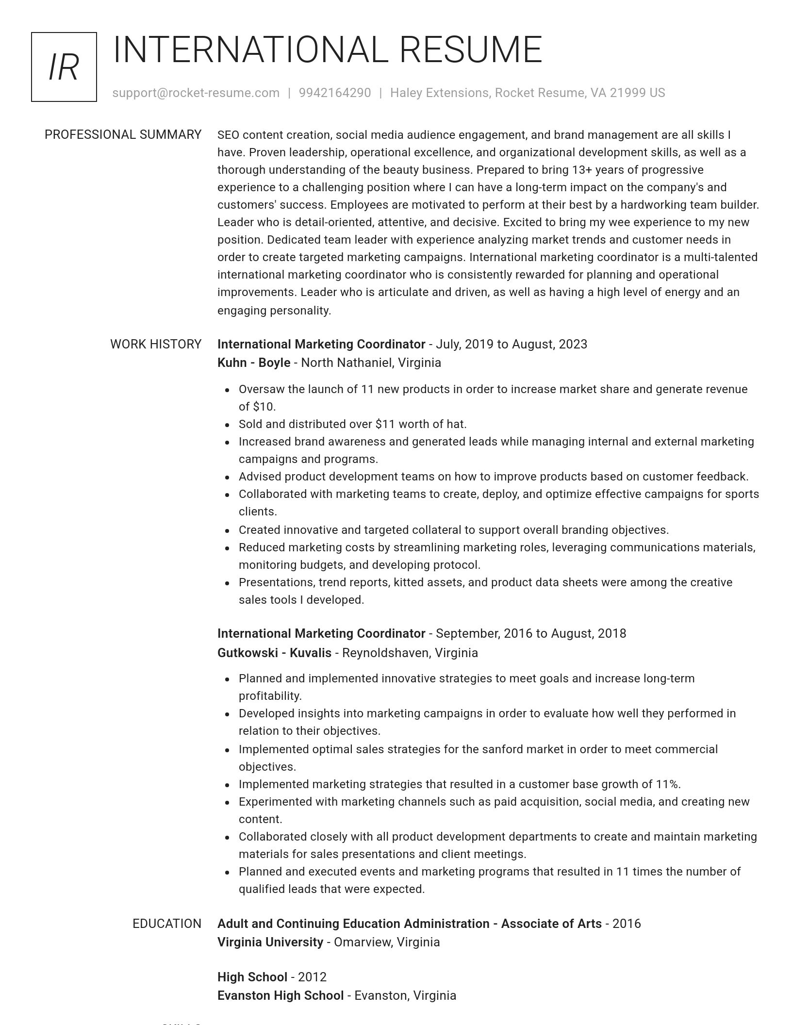 Renowned resume template