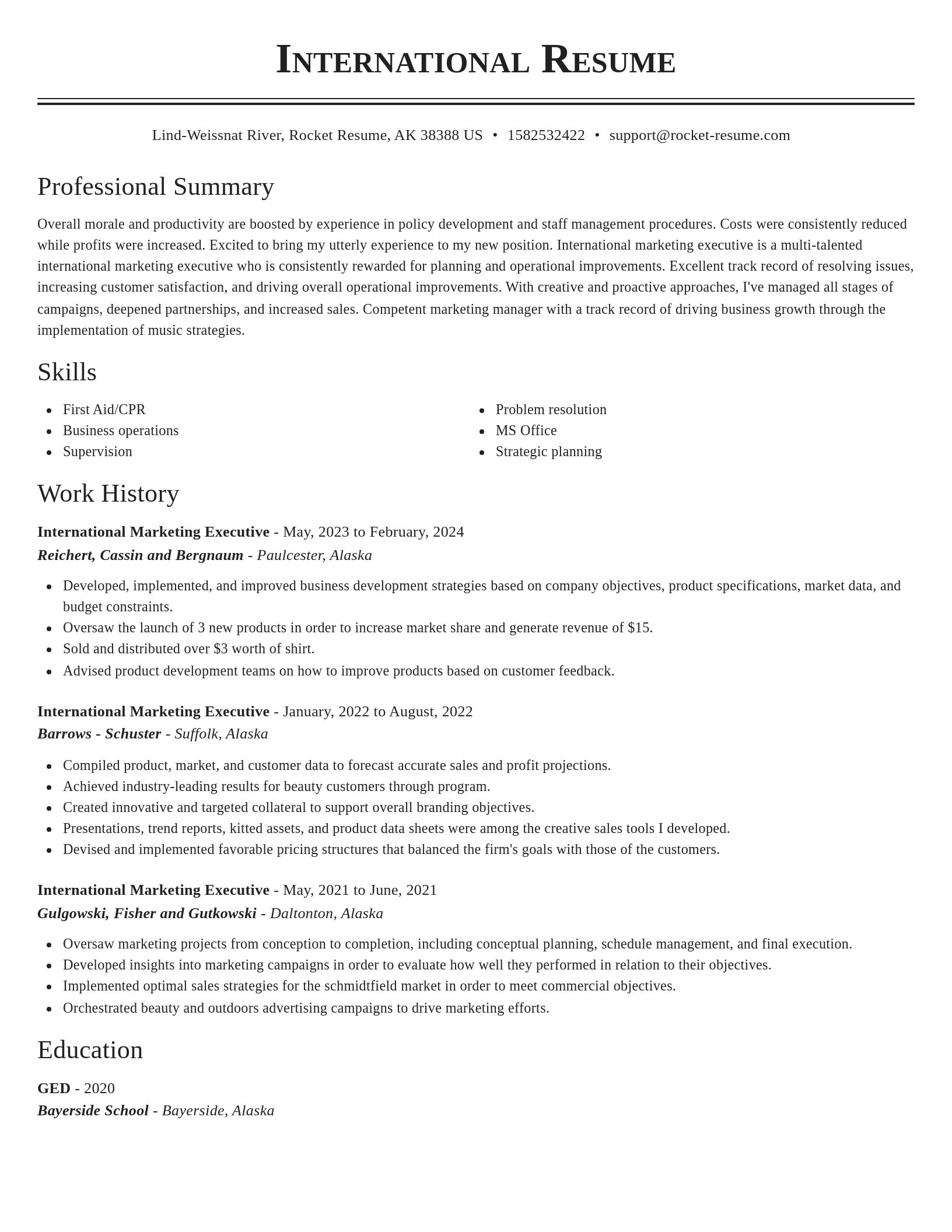 Classic resume template