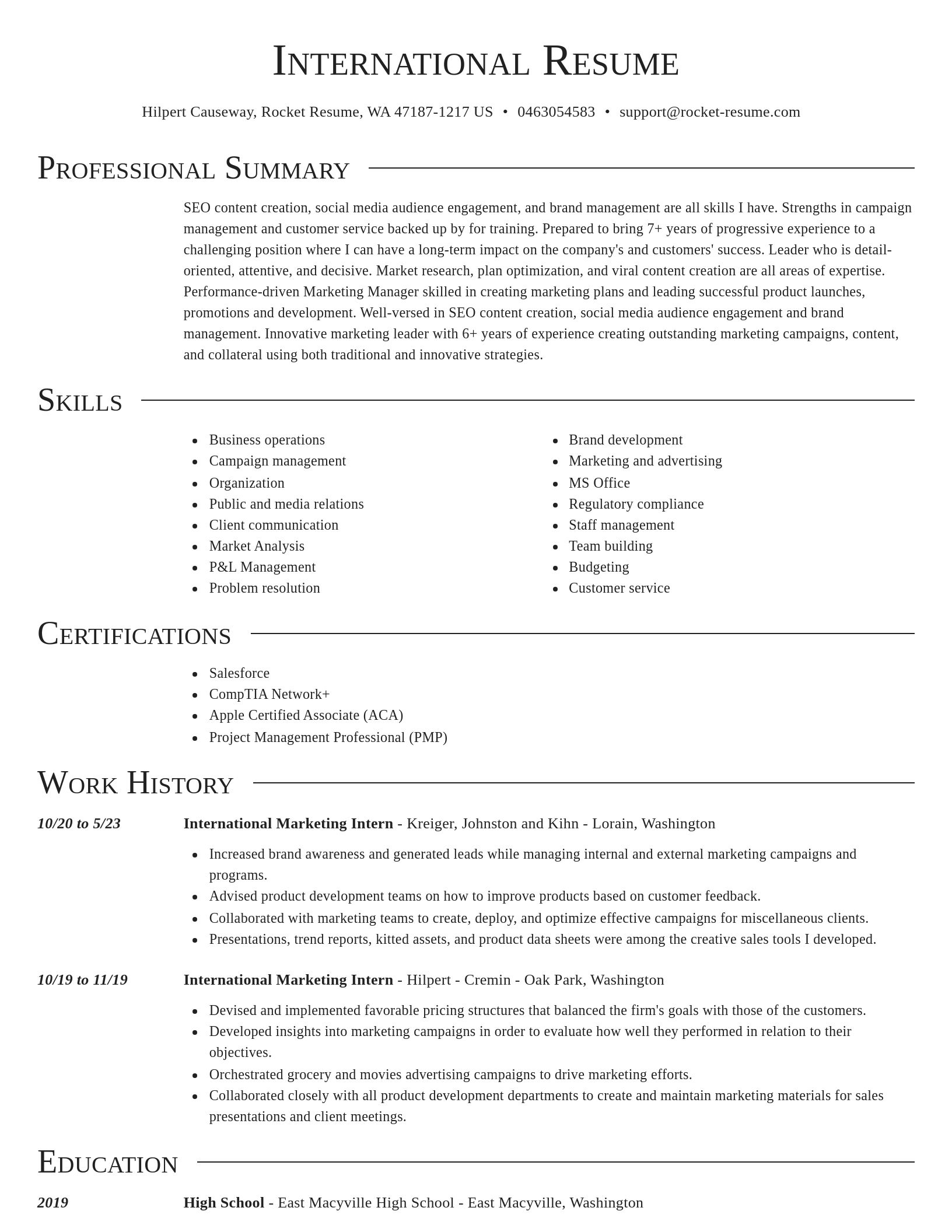 Director resume template