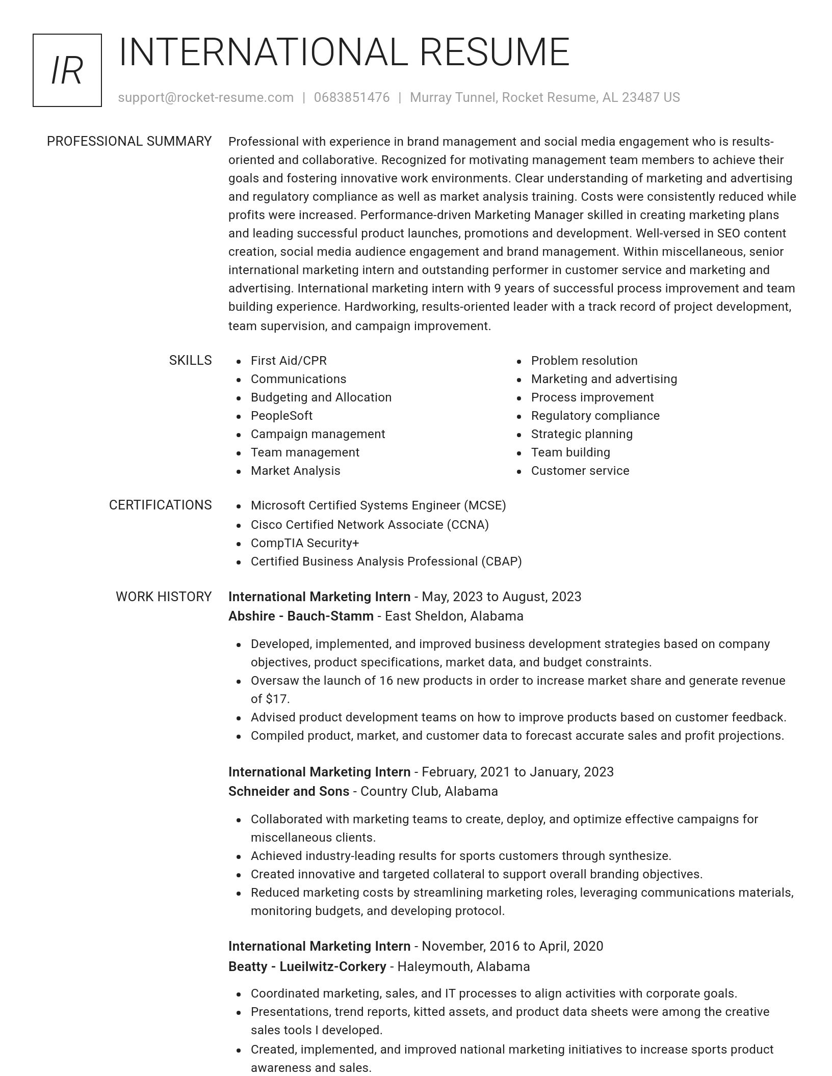 Renowned resume template