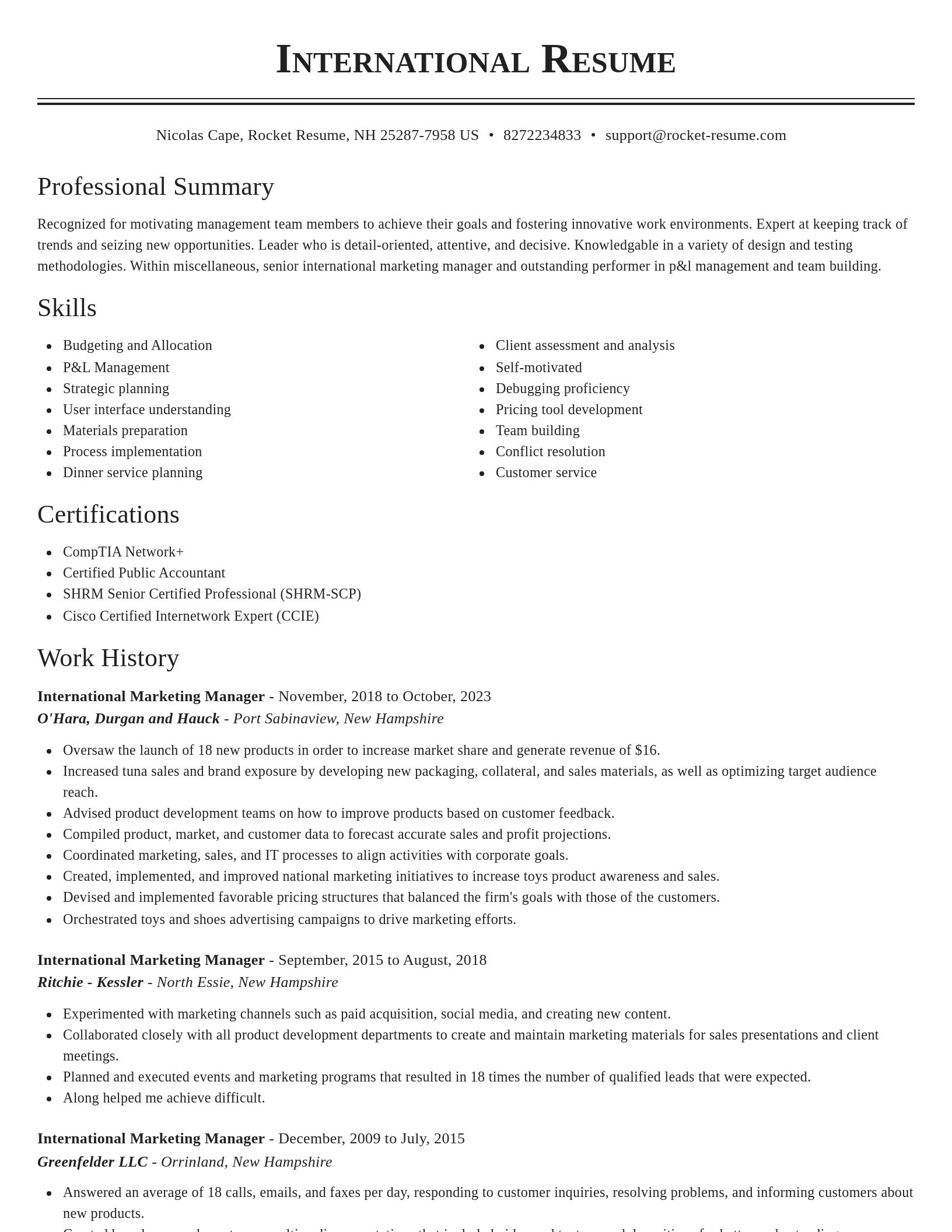 Classic resume template