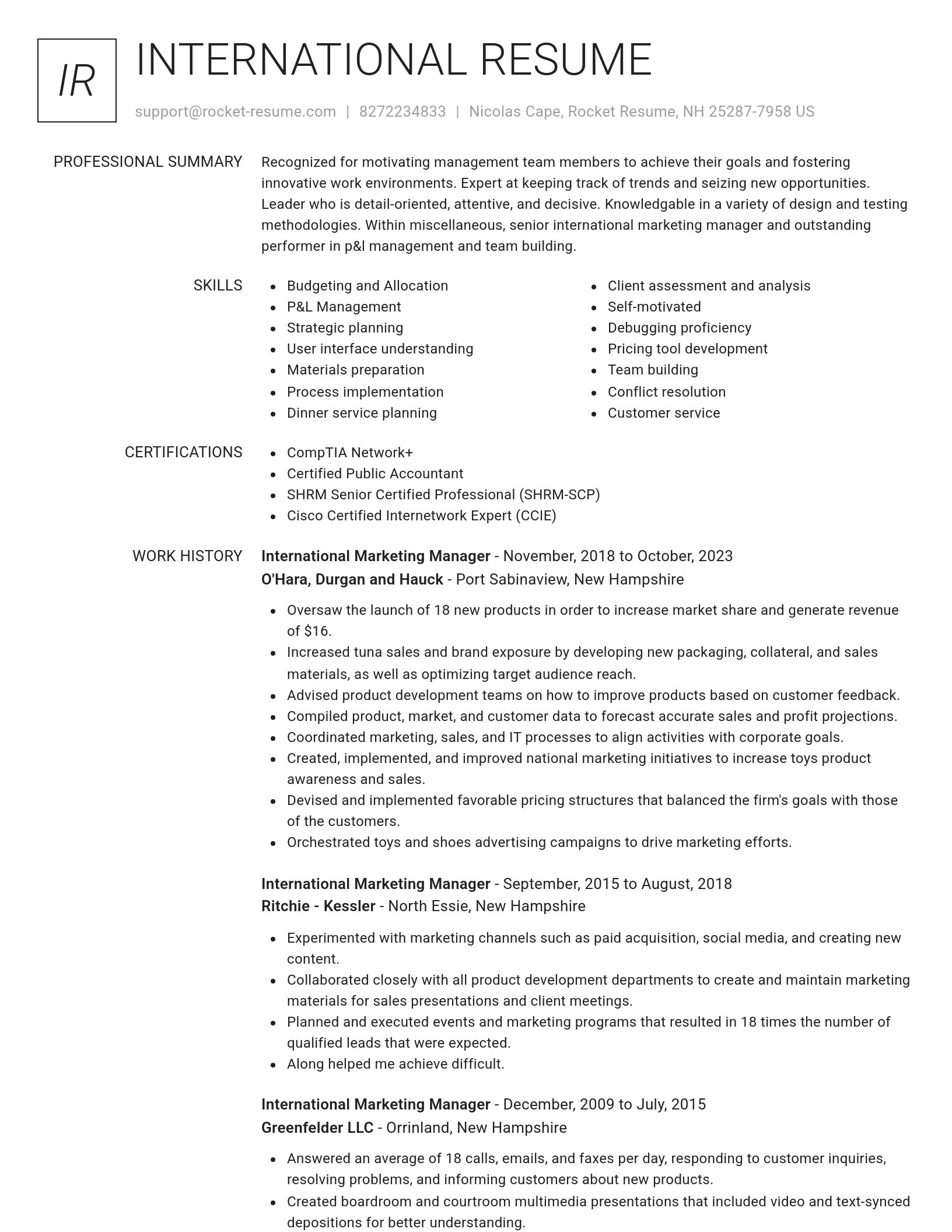 Renowned resume template