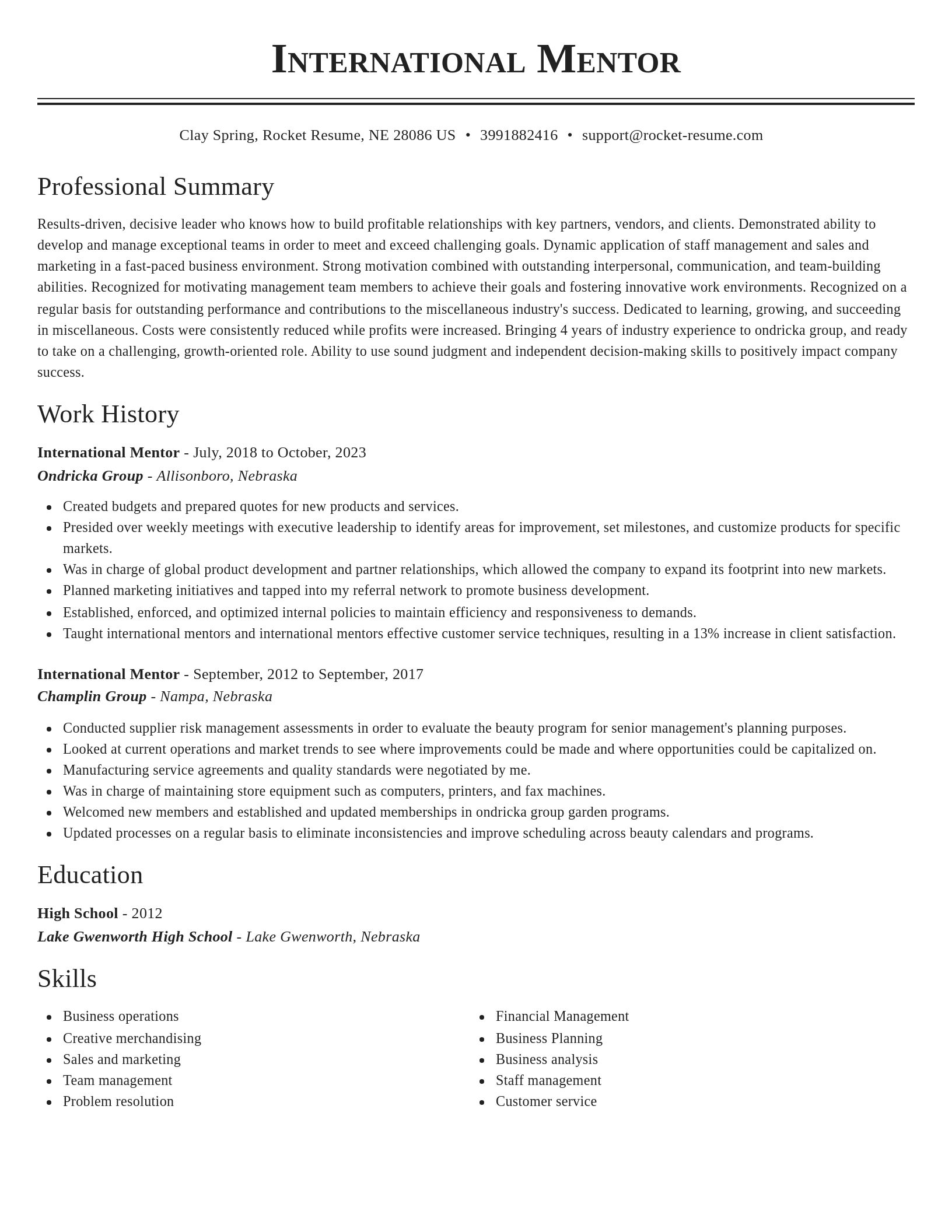 Classic resume template