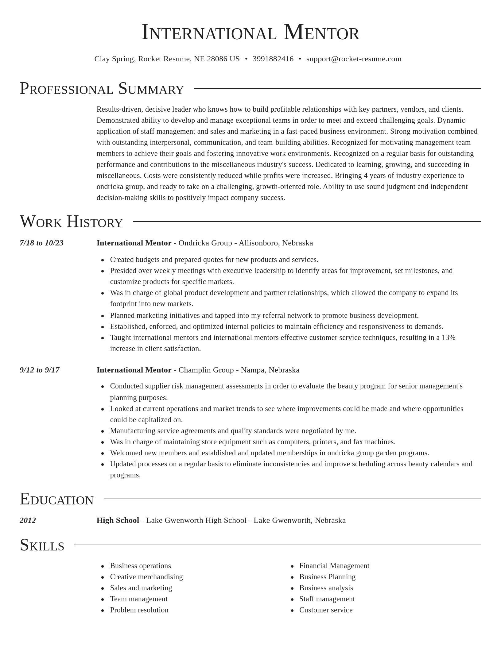 Director resume template
