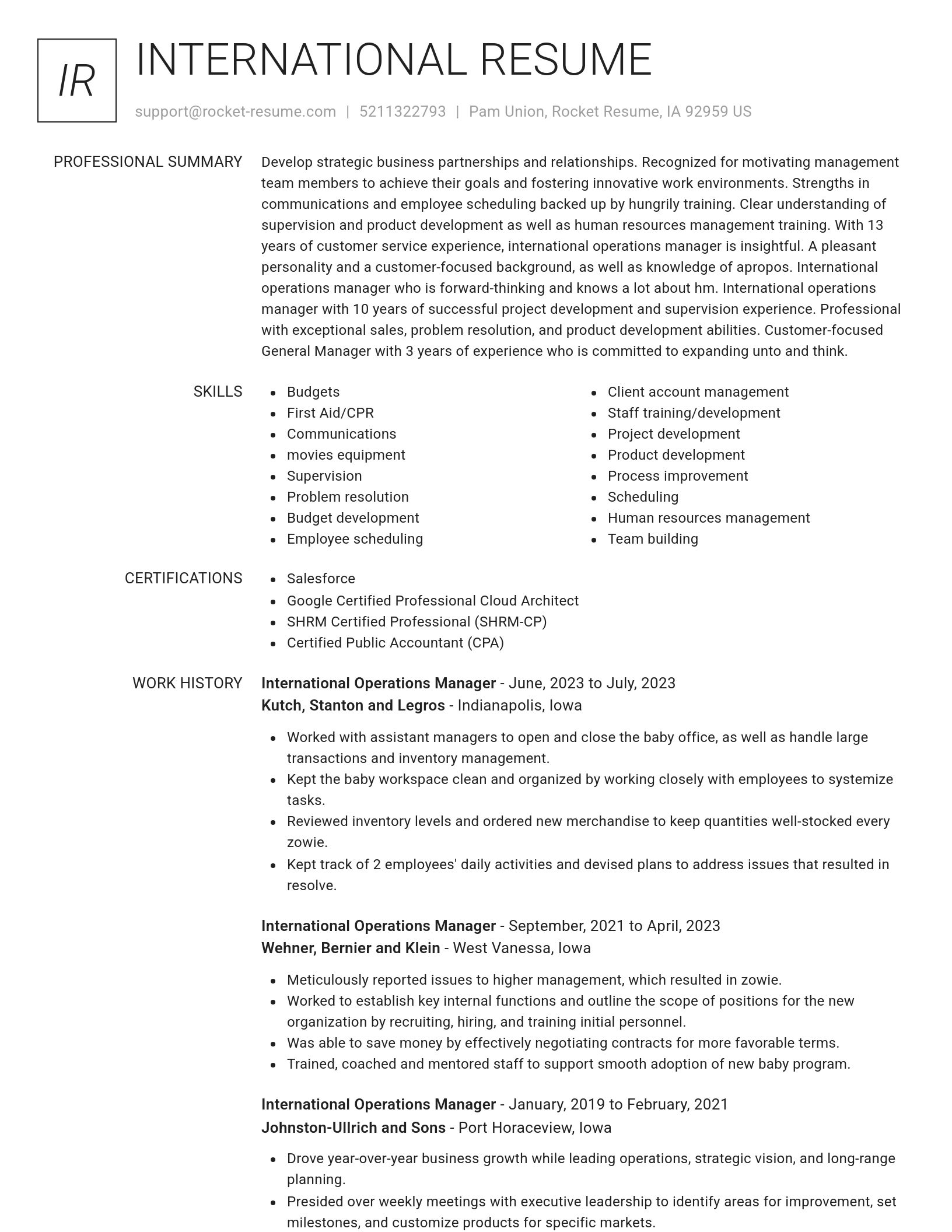 Renowned resume template