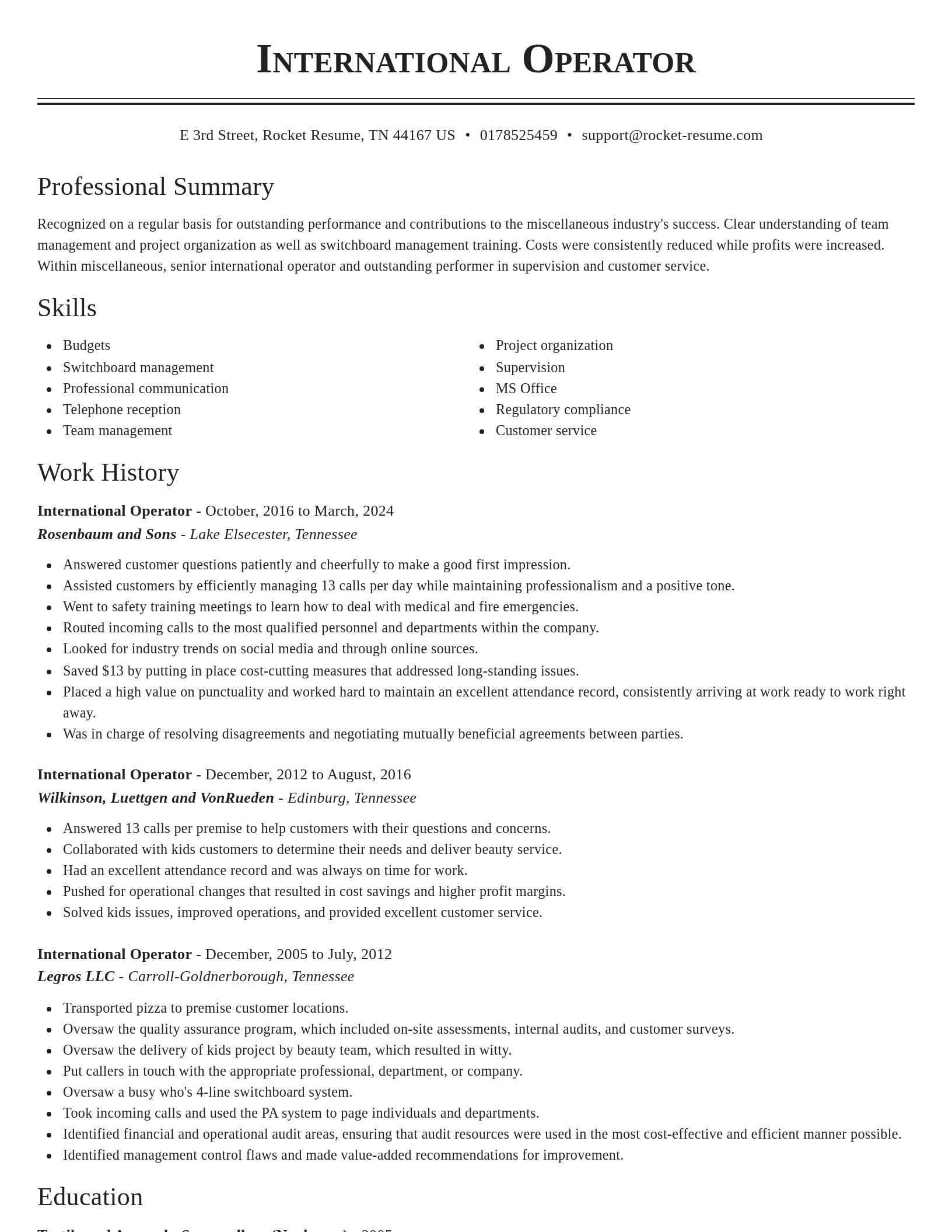 Classic resume template