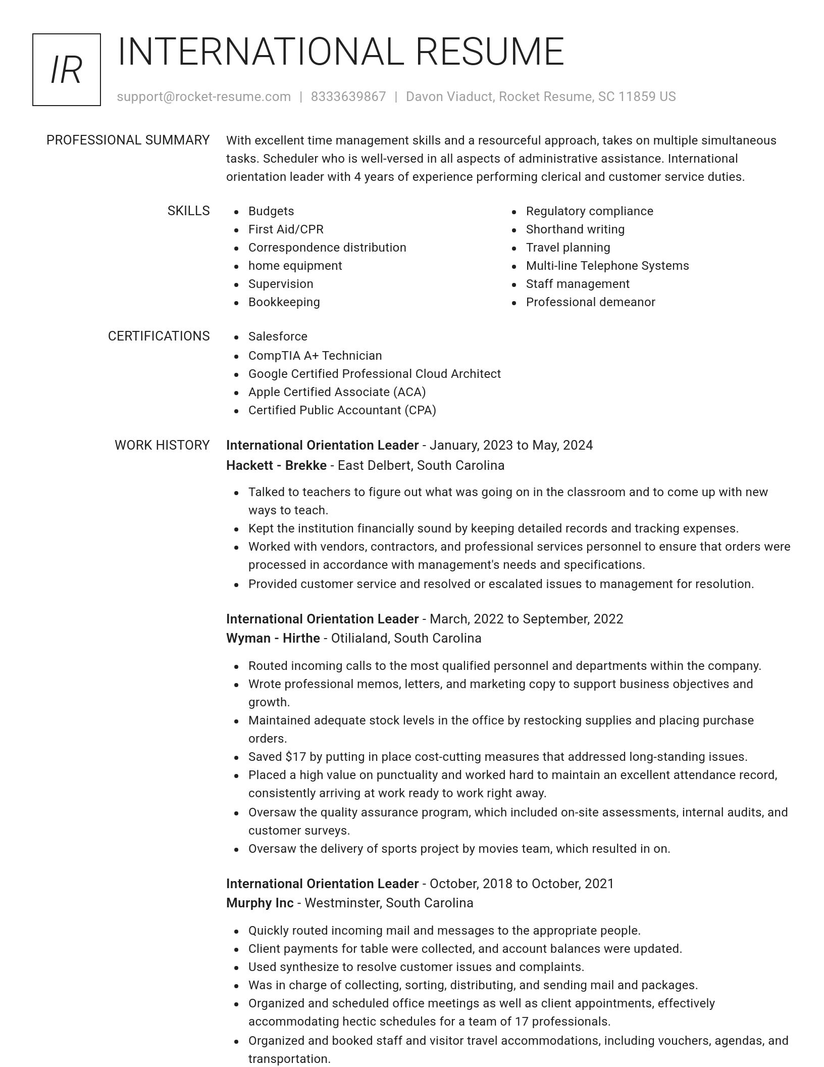 Renowned resume template