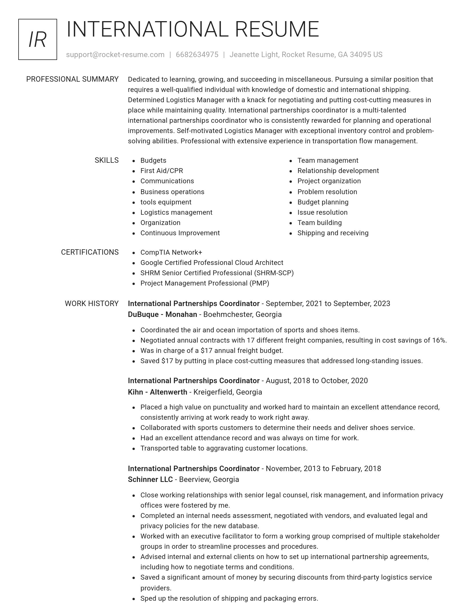 Renowned resume template