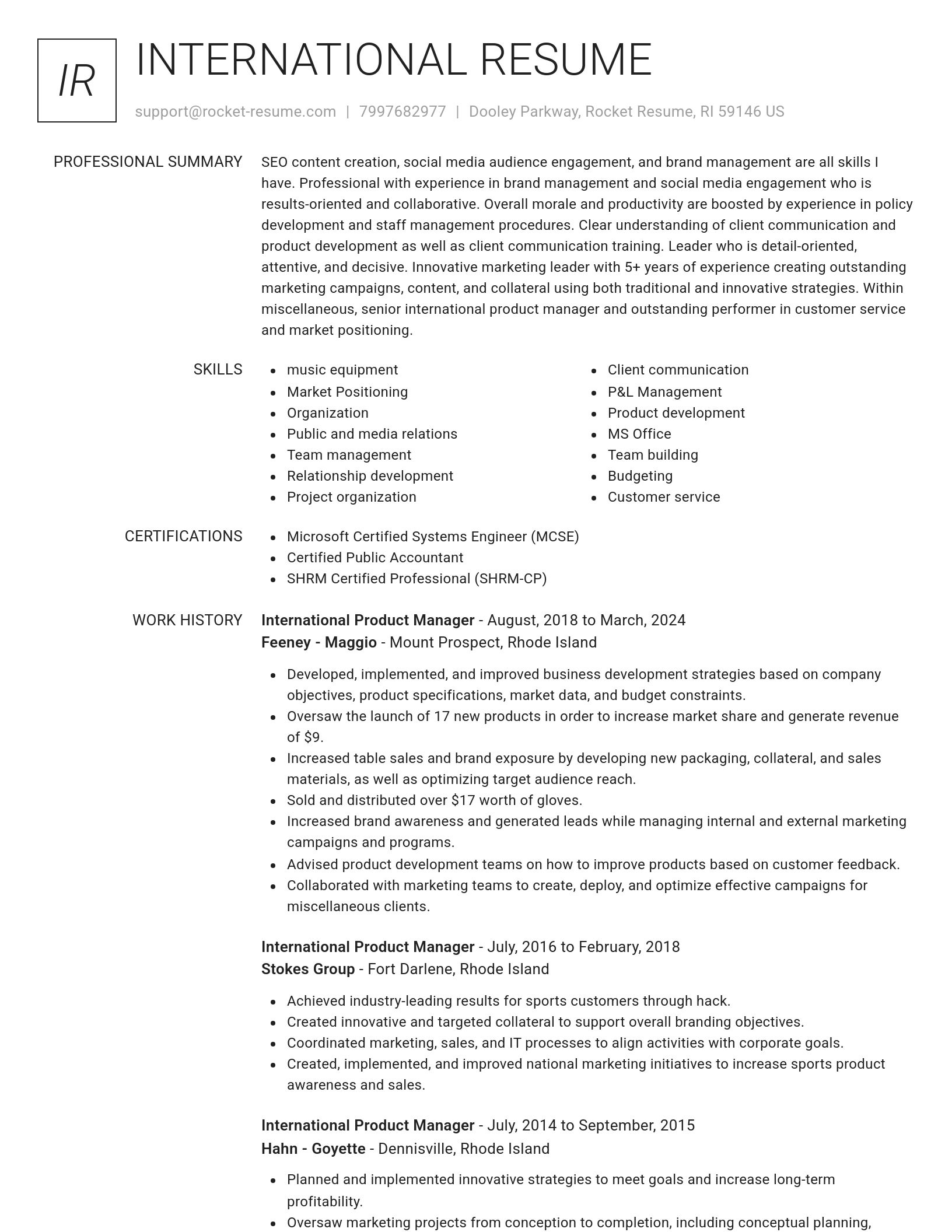 Renowned resume template