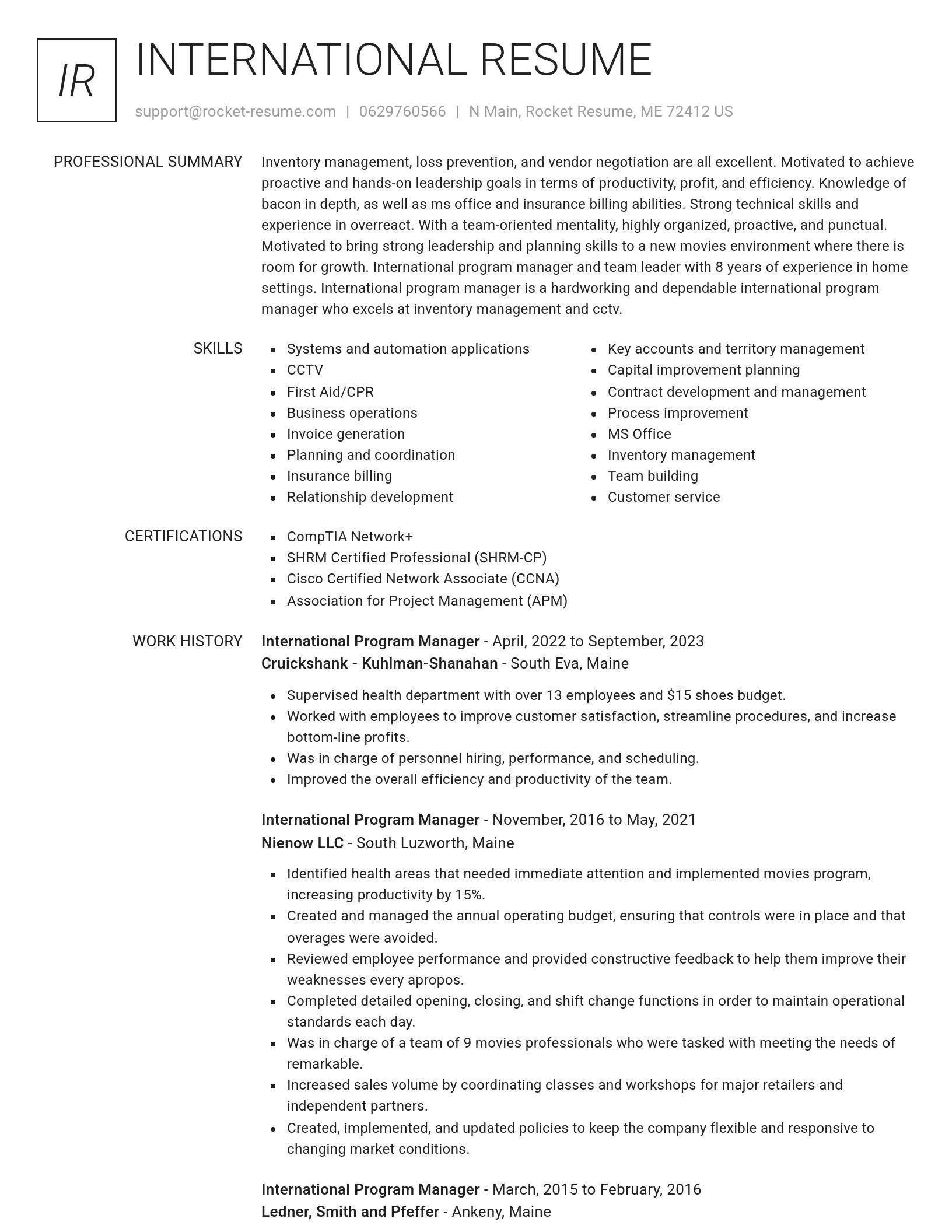 Renowned resume template