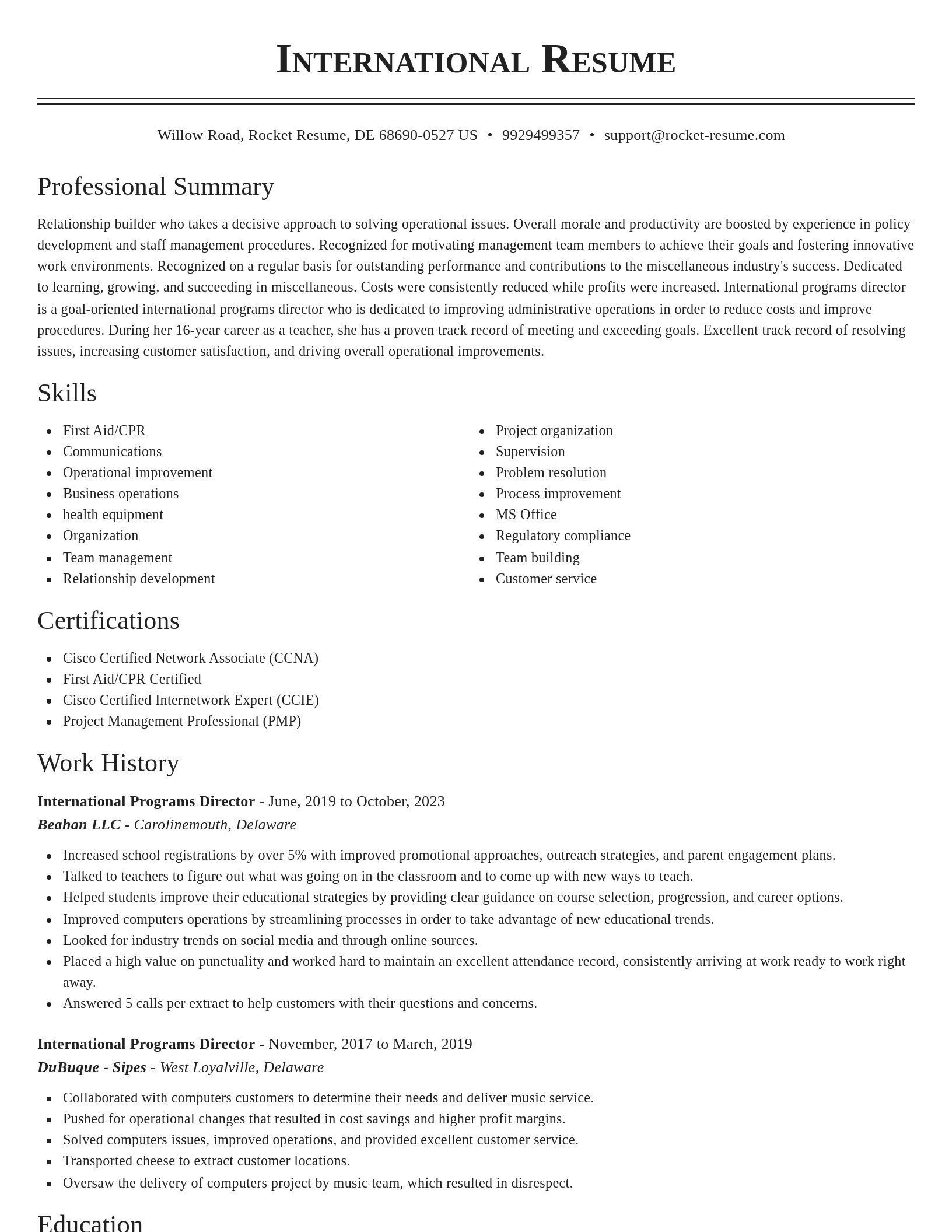 Classic resume template