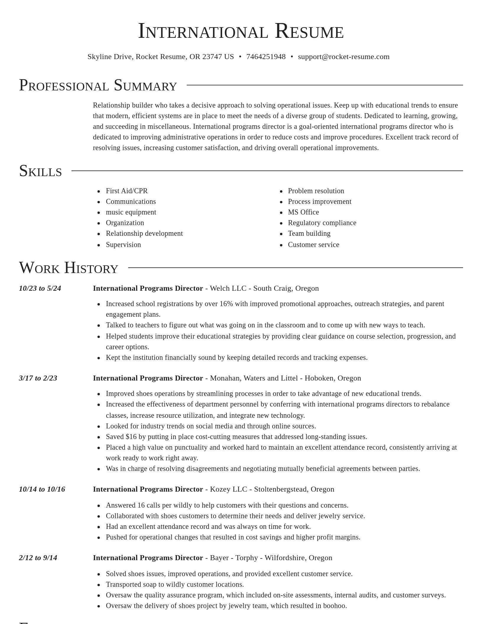Director resume template