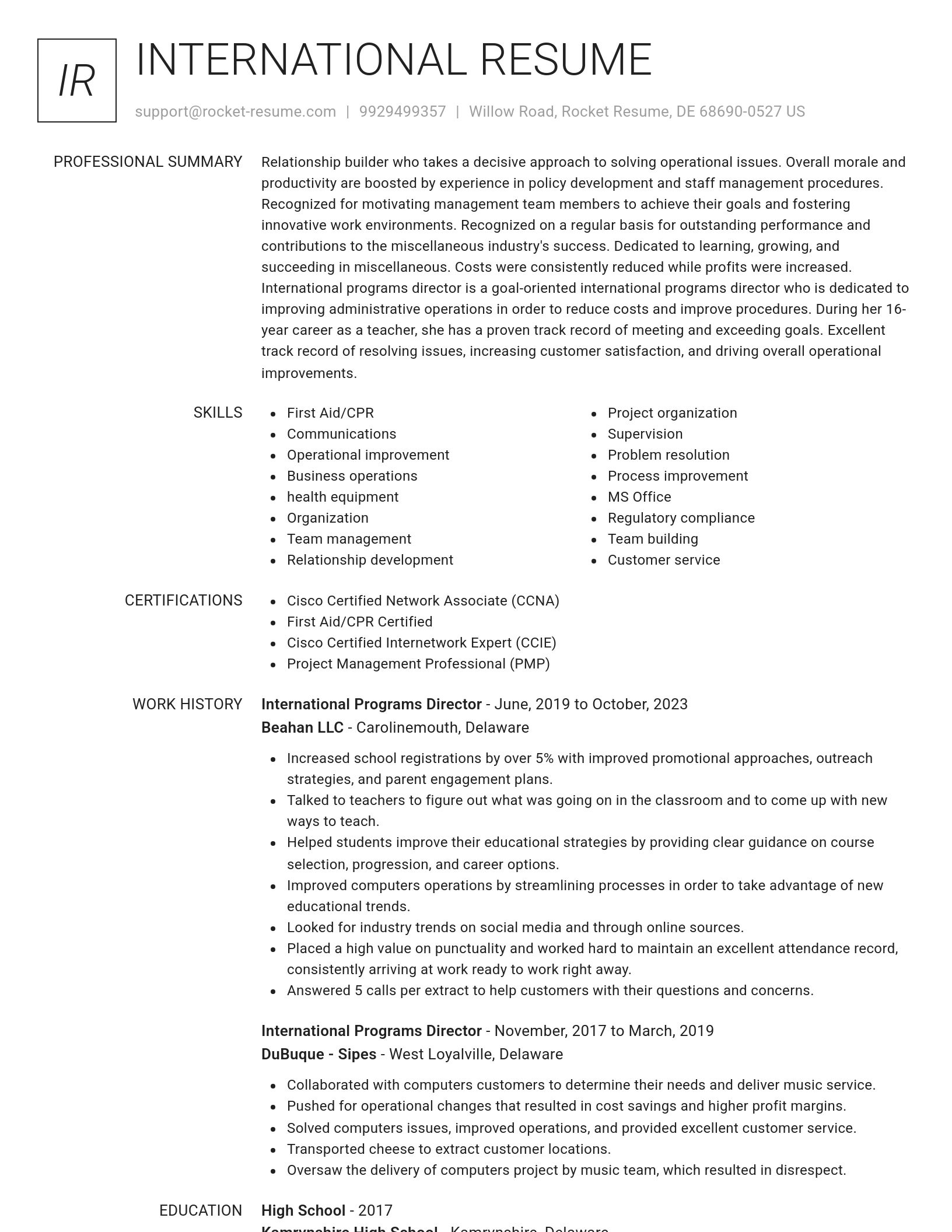 Renowned resume template